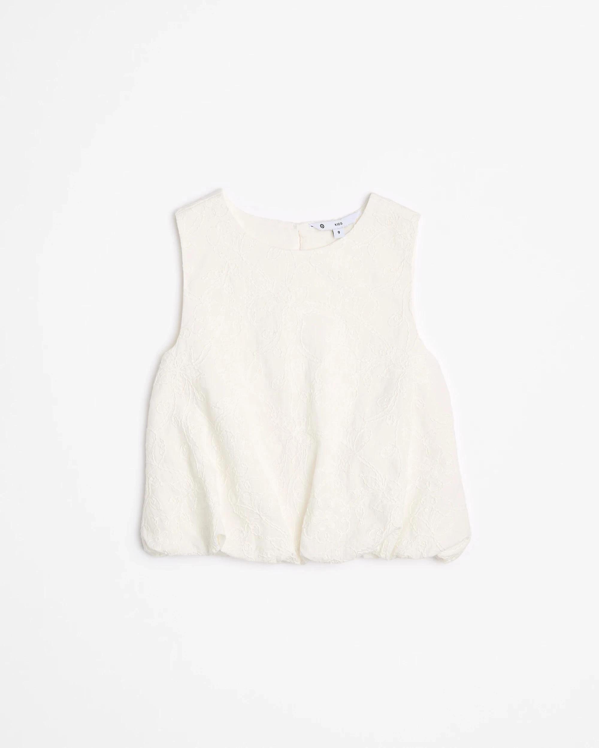 4 Target Bubble Hem Embroidered Tank Top WHITE, 4 of 5