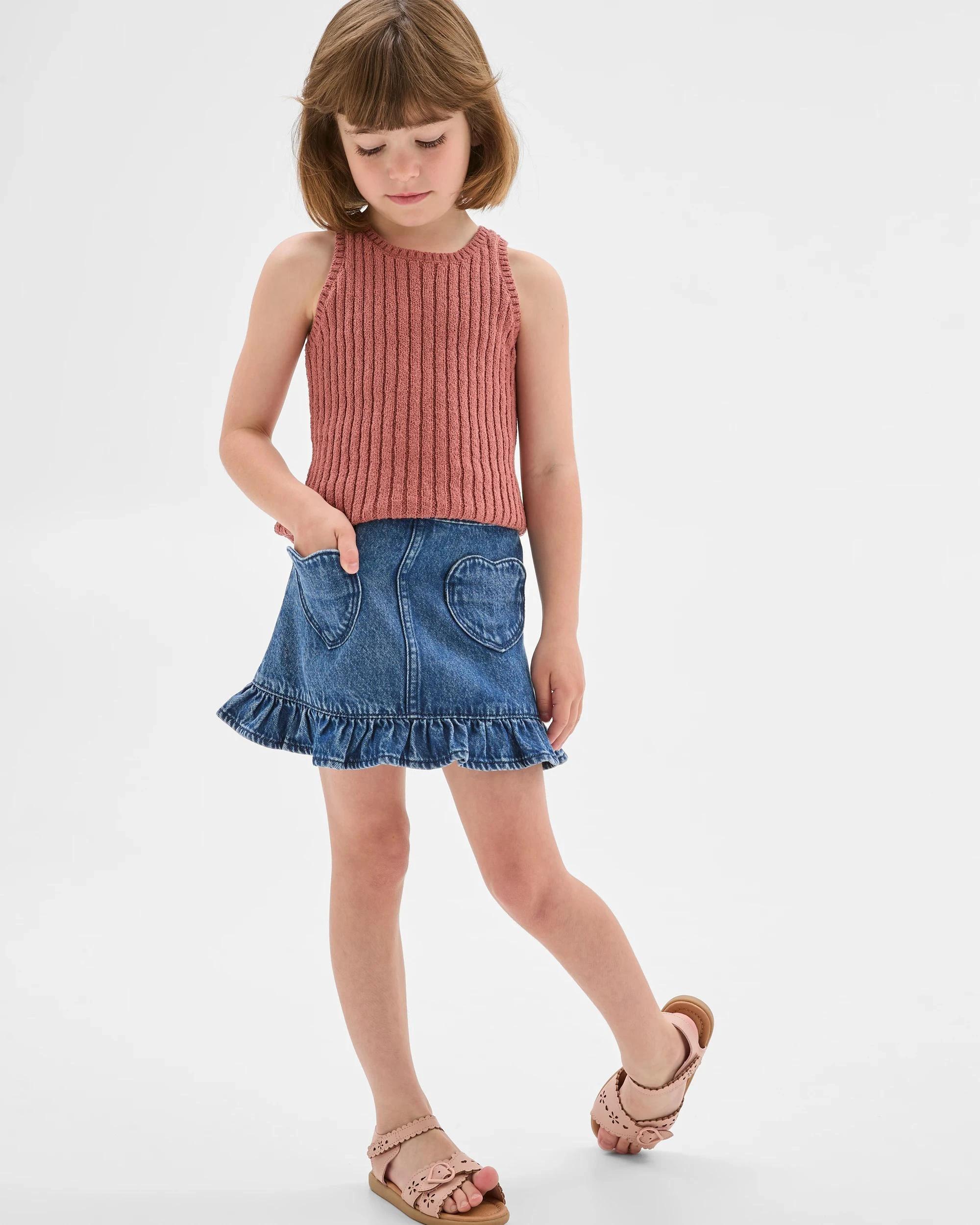 1 Target Denim Denim A-Line Fashion Skirt MID WASH, 1 of 8