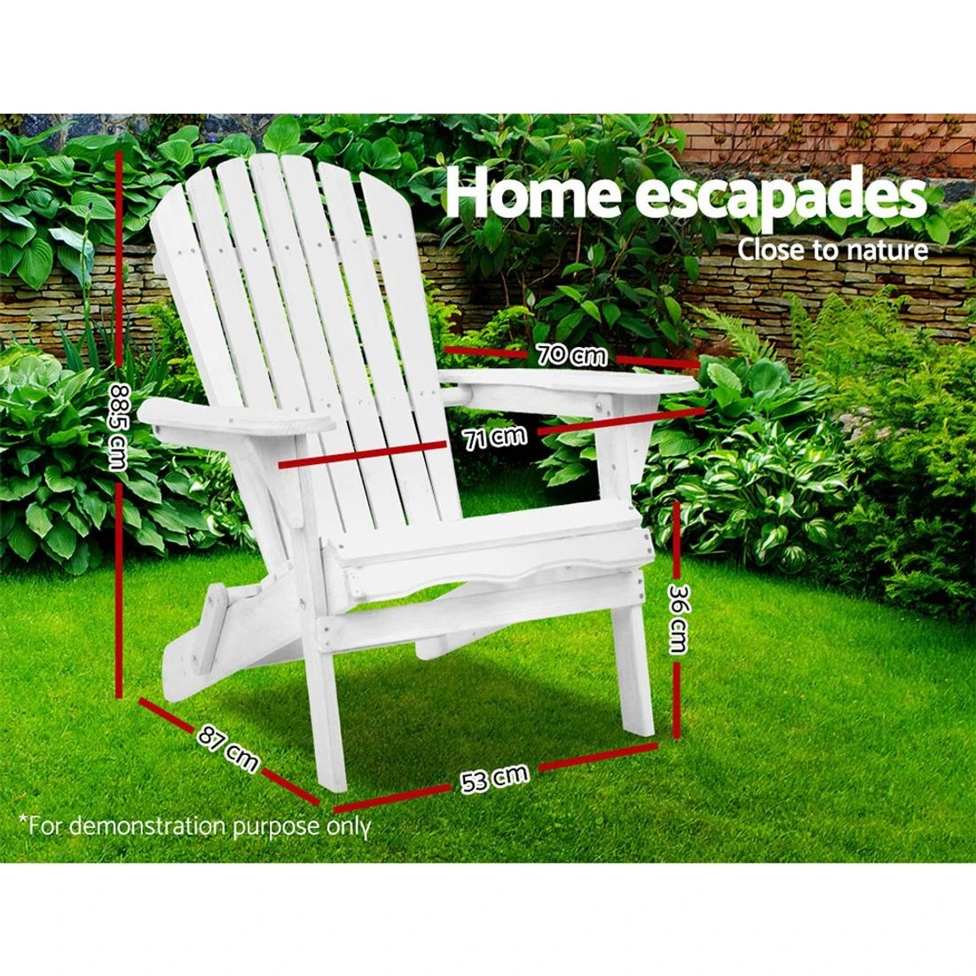 3 Gardeon Adirondack Outdoor Chairs Wooden Foldable Beach Chairs Patio Furniture Weather Resistant Easy Assembly - White, 3 of 8