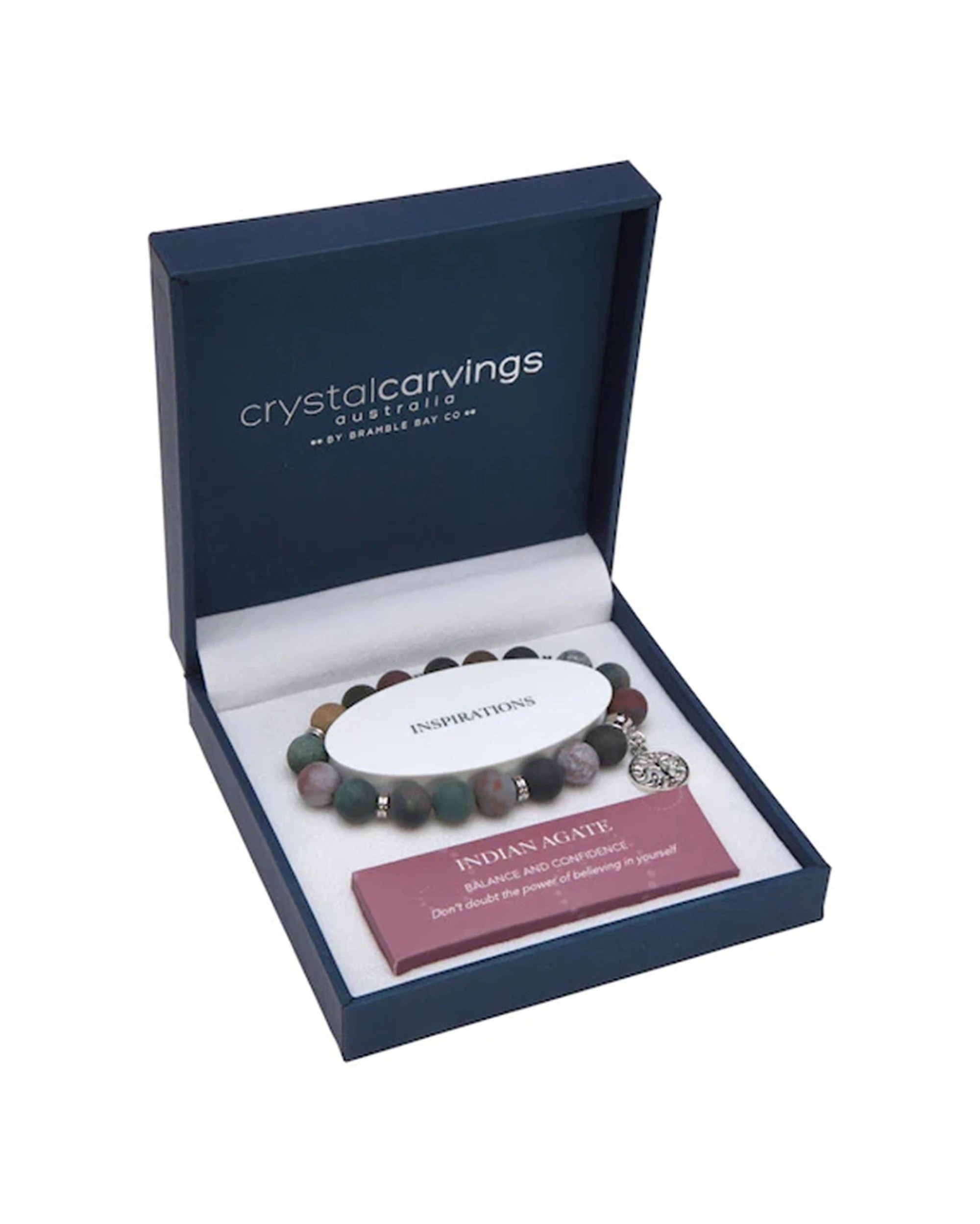 Bramble Bay Indian Agate Tree of Life Charm Beaded Jewellery Bracelet ...