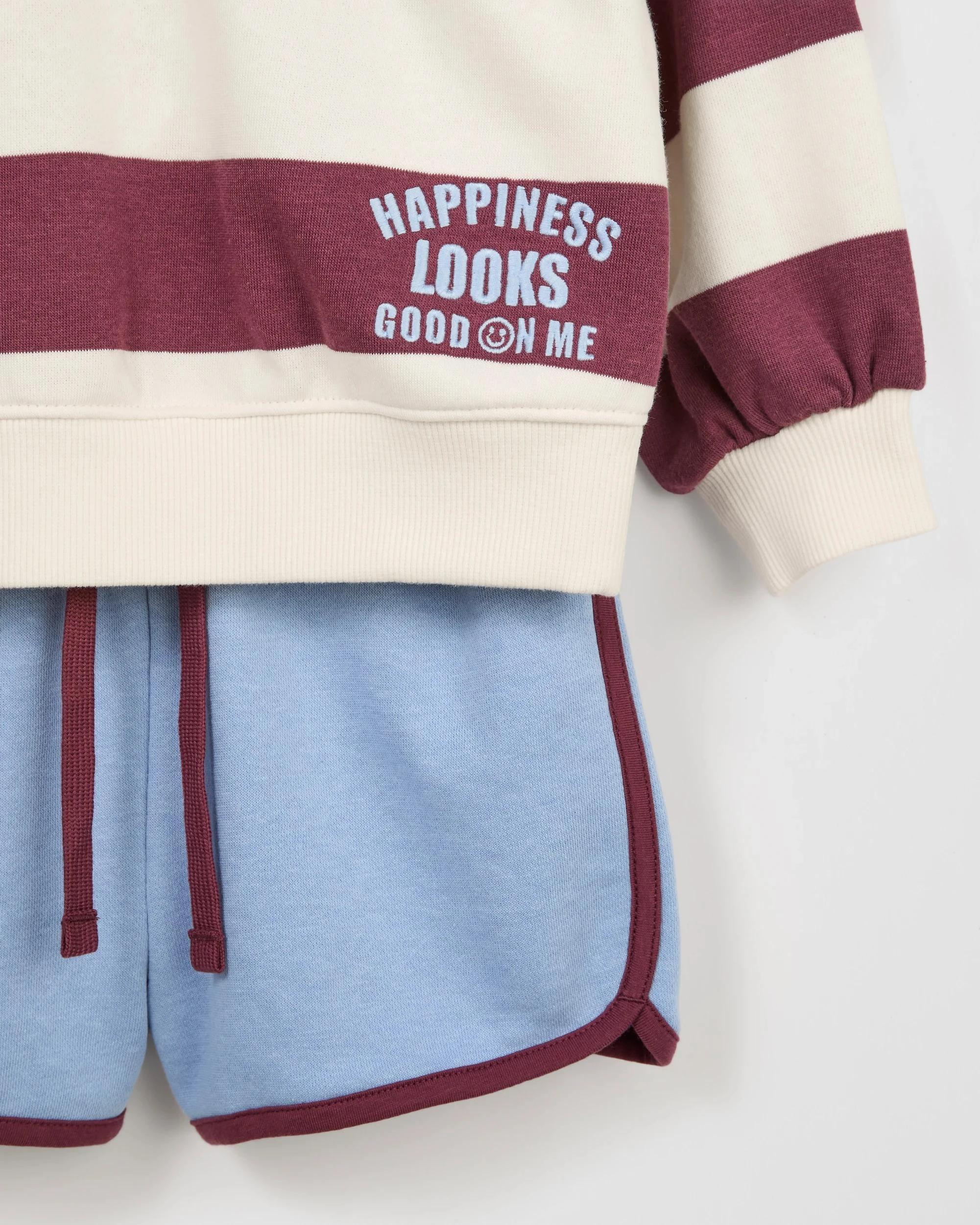6 Target Australian Cotton Blend Fleece Top and Short 2 Piece Set PURPLE/BLUE STRIPE, 6 of 6