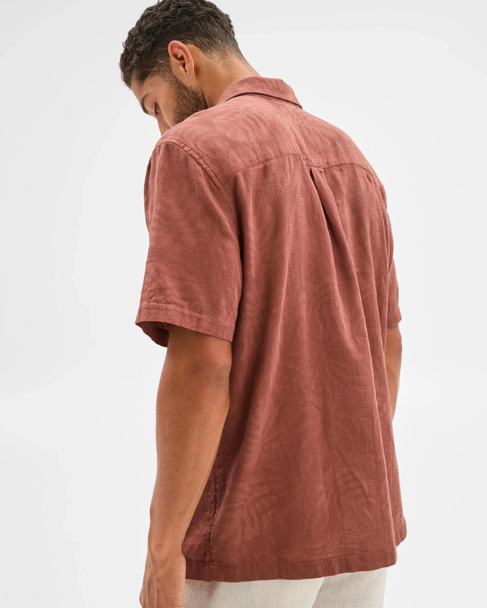 4 Target Australian Cotton Jacquard Floral Print Shirt RUST, 4 of 5