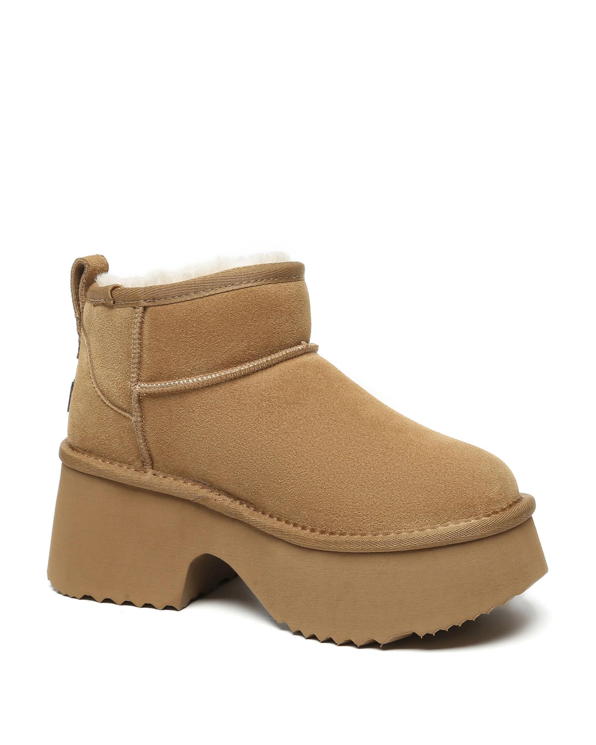 2 Everau Womens Ariel Platform Boots CHESTNUT, 2 of 5