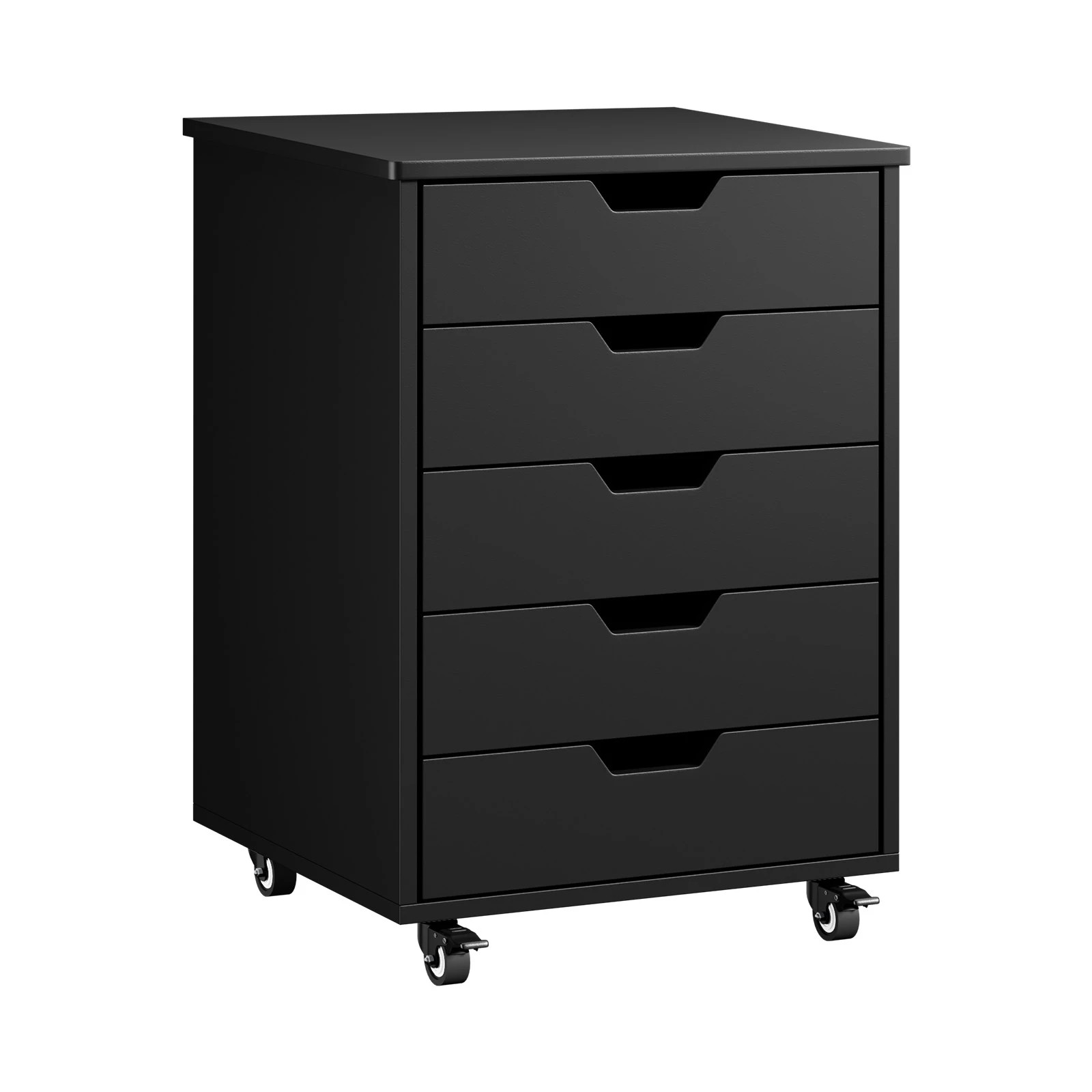 1 Oikiture 5 Drawer Mobile Filing Cabinet Storage Cabinet Home Office - Black, 1 of 8