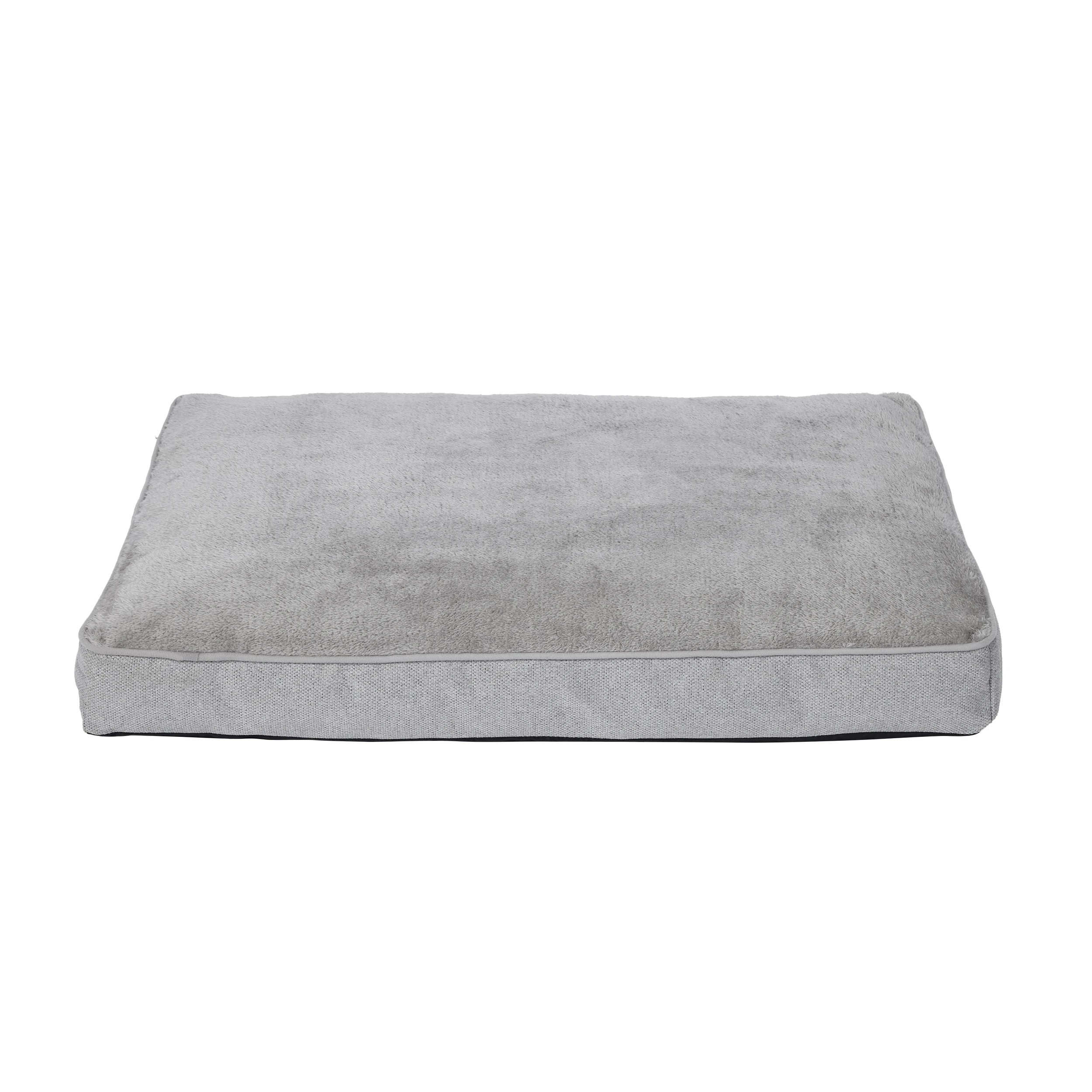 2 Pet Bed Rectangle Plush Top - Large, Grey, 2 of 7
