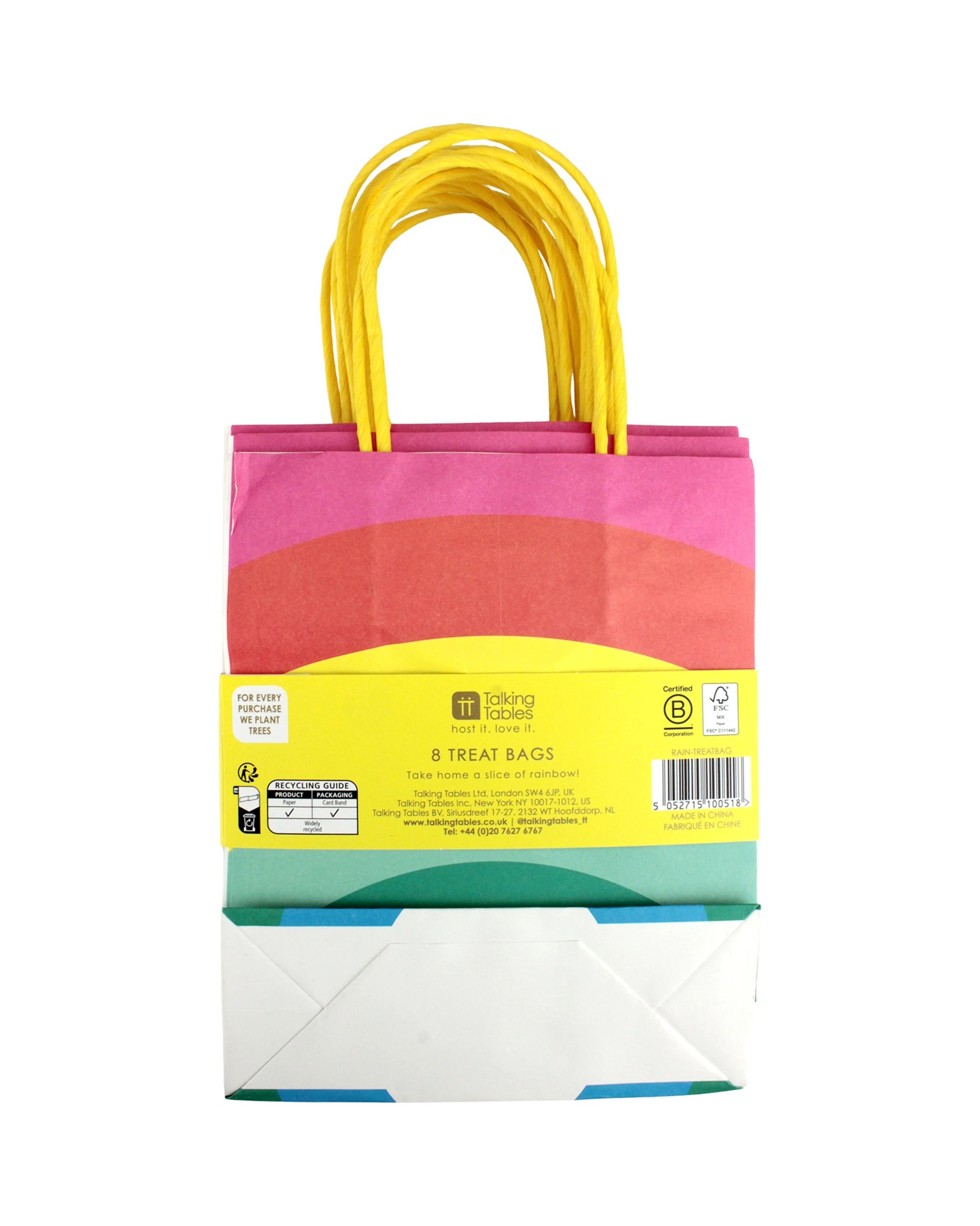 6 Talking Tables Birthday Brights Rainbow Paper Gift Bags Pack of 8 - Multi, 6 of 6