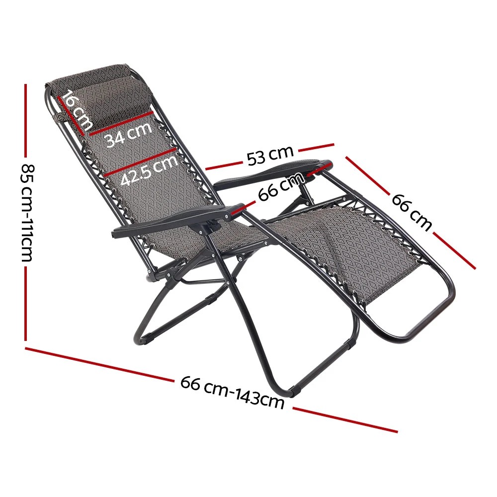 2 Gardeon Zero Gravity Chair Folding Outdoor Recliner Adjustable Sun Lounge Camping - Beige, 2 of 8