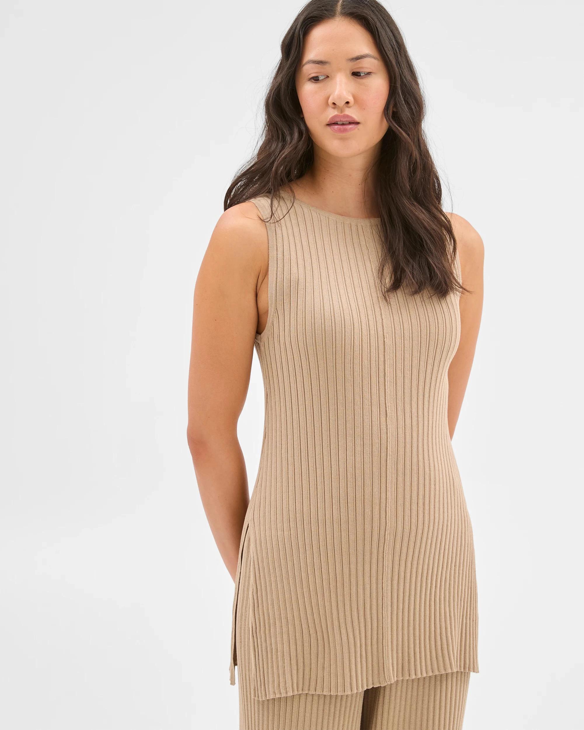 3 Target Boat Neck Ribbed Tunic Top SAND, 3 of 7