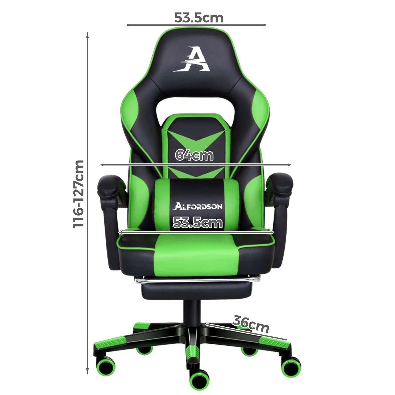 3 Alfordson Gaming Chair Office Seat Massage Racing Footrest Executive - Green, 3 of 10