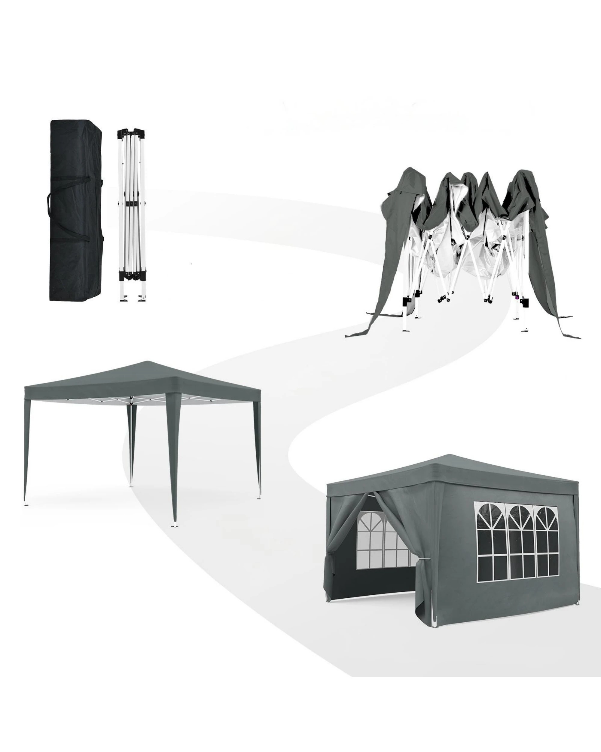 6 Advwin 3x3m Portable Pop Up Canopy with 4 Sidewalls, 6 of 8