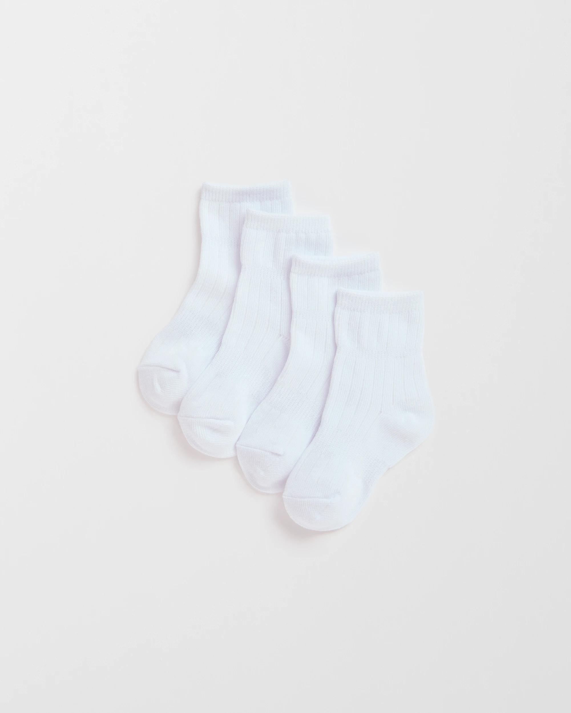 1 Target Baby Baby Australian Cotton Blend 4 Pack Rib Crew Socks WHITE, 1 of 3