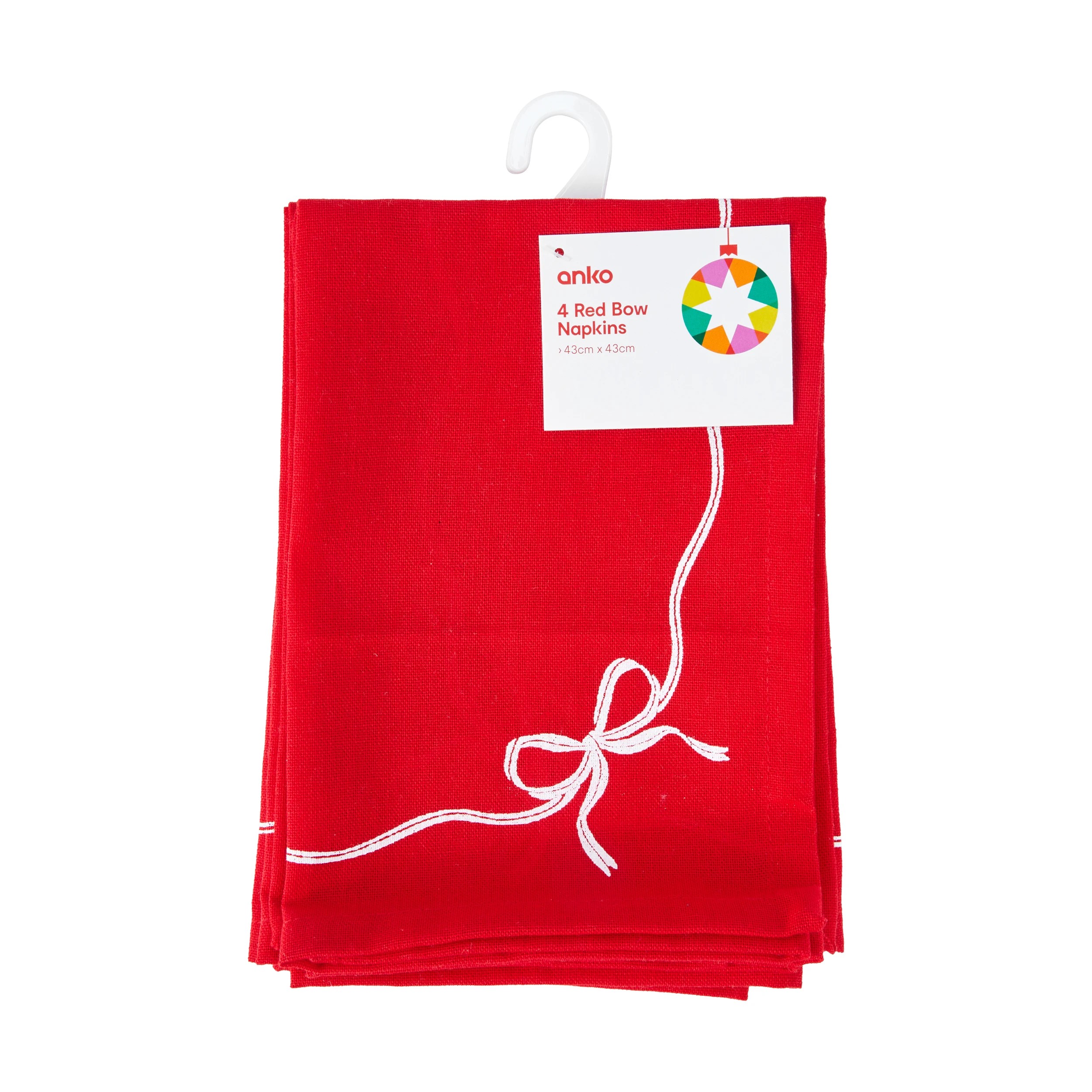 4 4 Pack Red Bow Napkins, 4 of 4