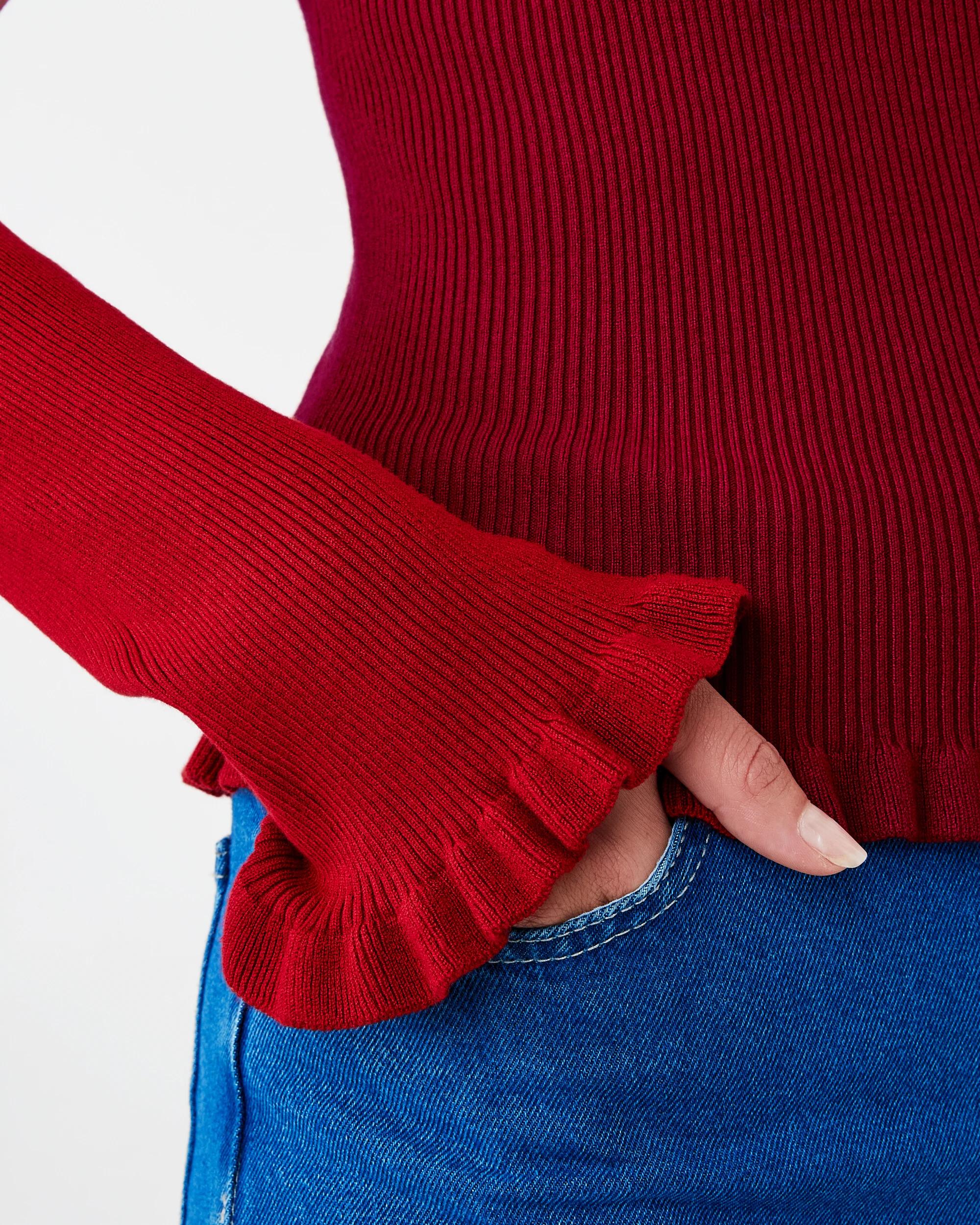 7 Long Sleeve Frill Top Spice Red, 7 of 7