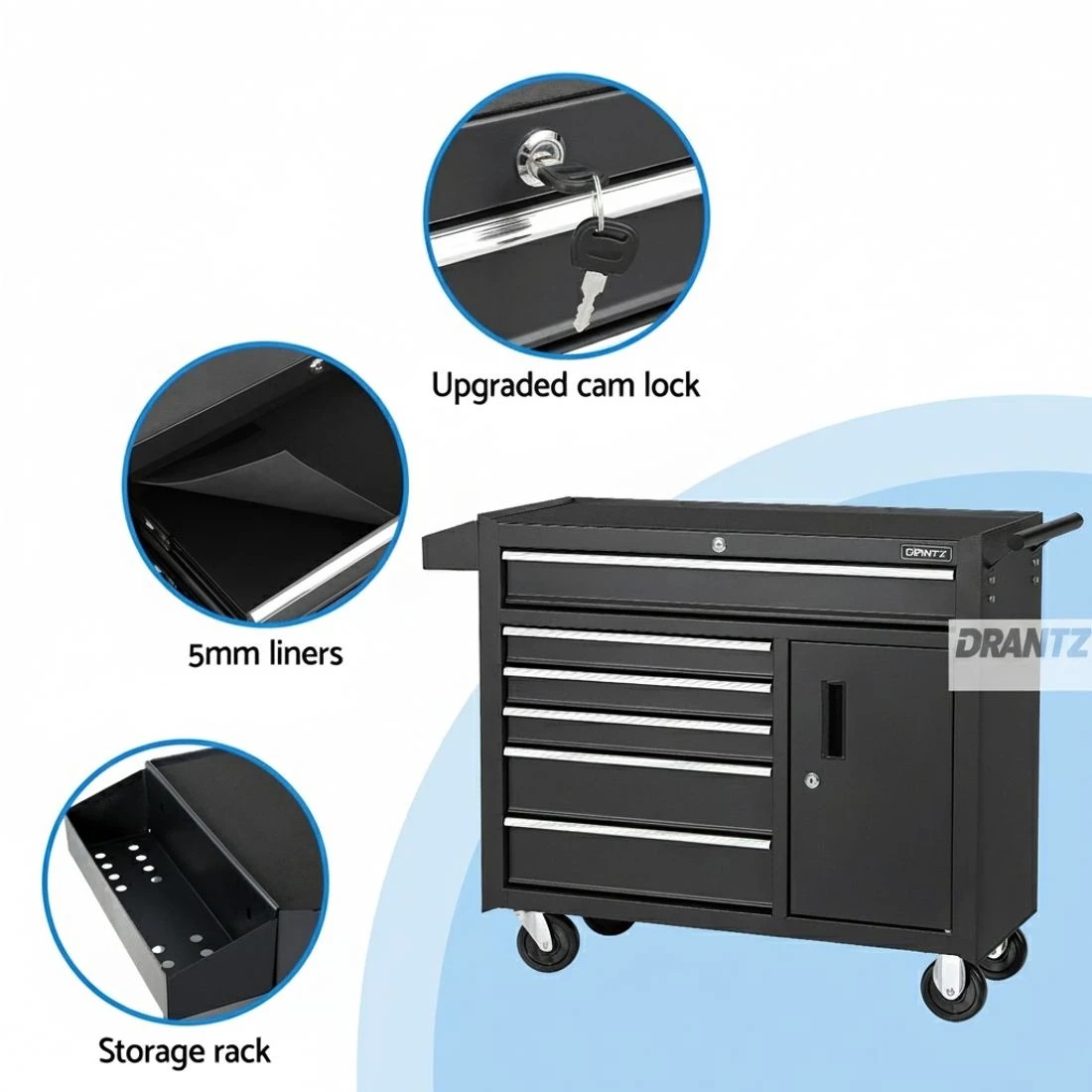 6 Giantz 6 Drawer Tool Box Cabinet Chest Toolbox Garage Storage Organiser - Black, 6 of 6