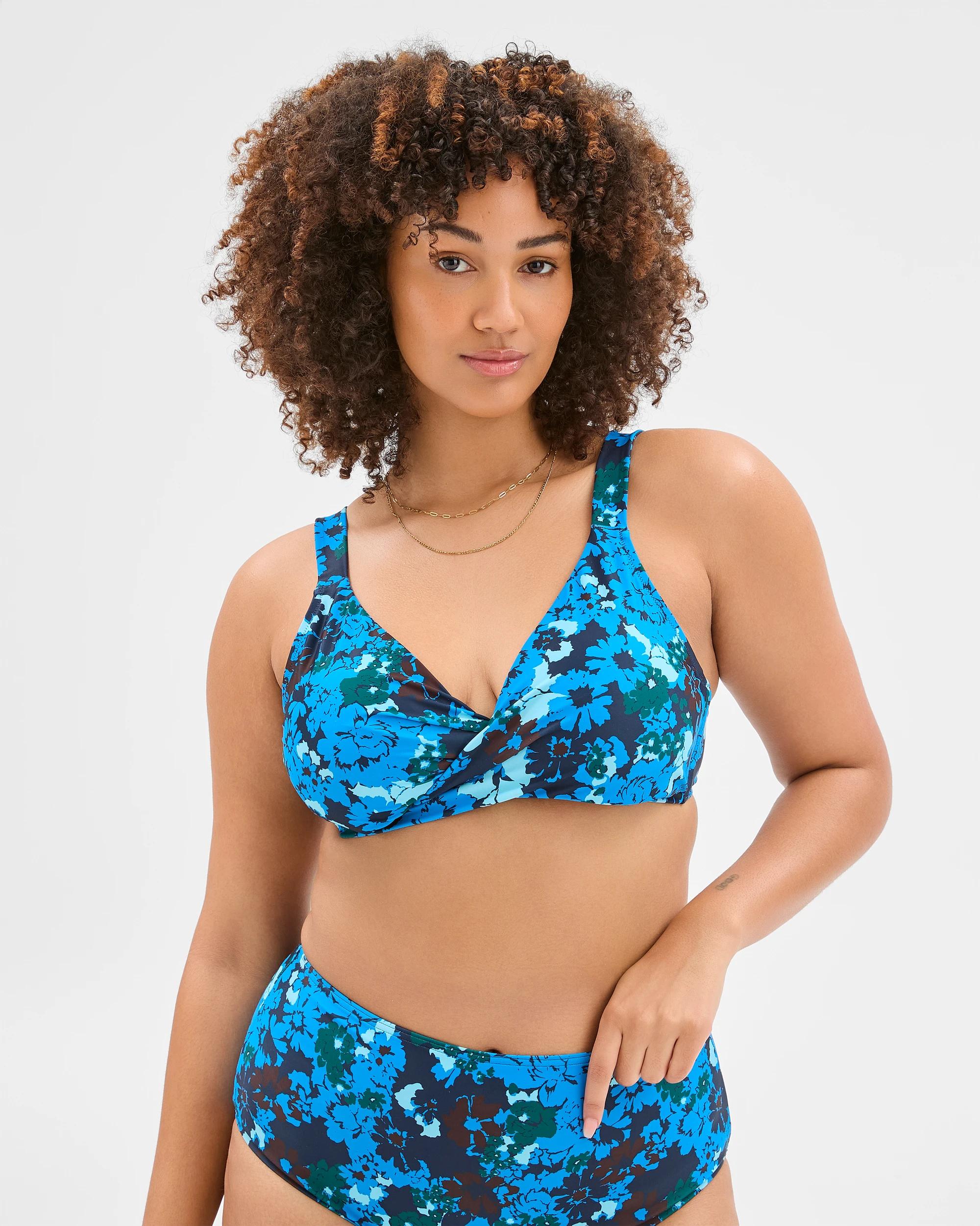 2 Target Resort Plunge Twist Bikini Top - Shape Your Body NAVY STENCIL FLORAL, 2 of 10