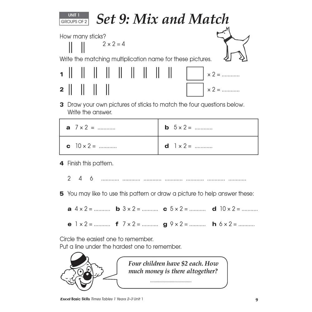 5 Excel Basic Skills Times Tables Book 1 Year 2-3, 5 of 7
