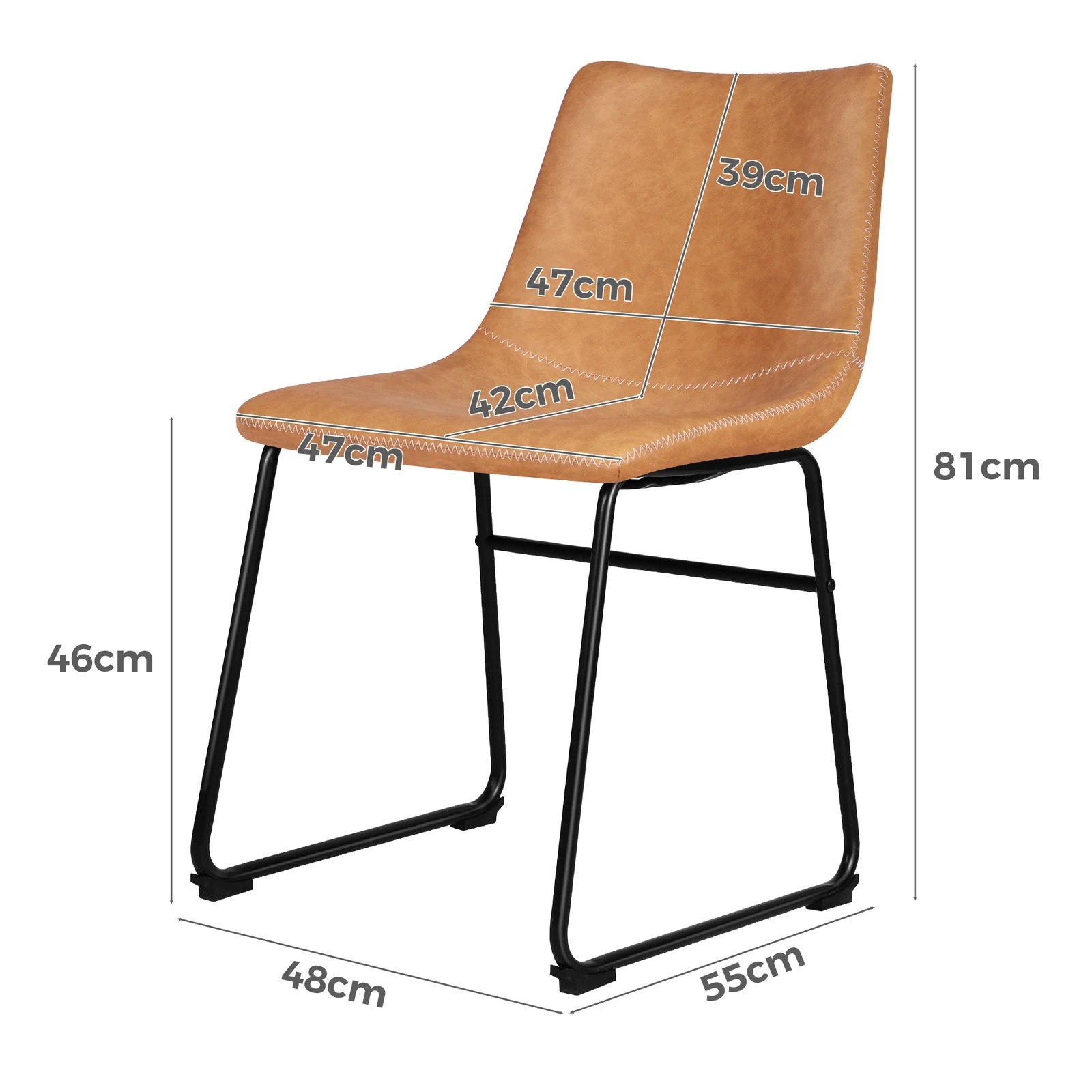 8 Alfordson 4x Dining Chairs Kitchen Lounge Cafe Seat Retro PU Leather - Brown, 8 of 8