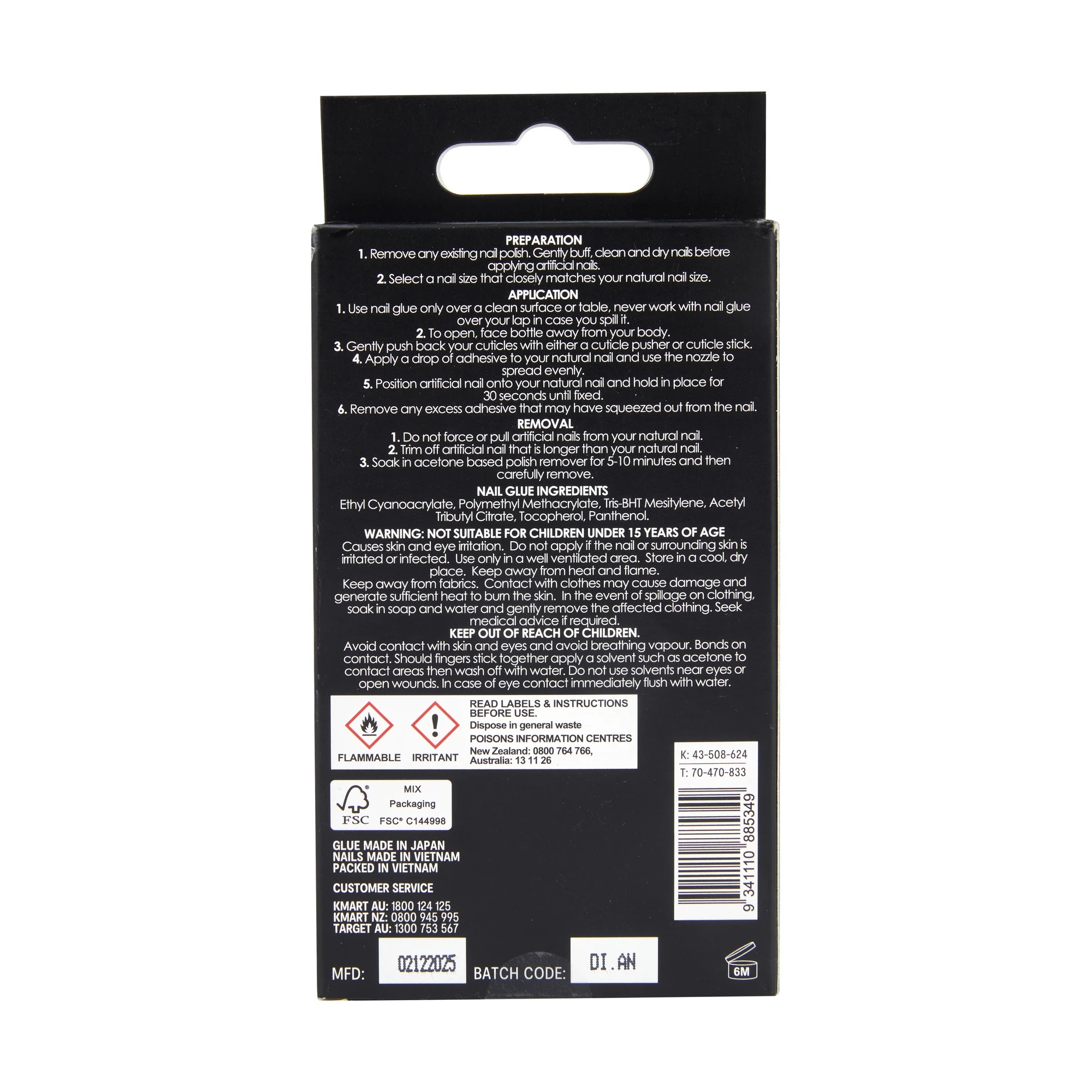2 OXX Cosmetics 24 Pack Artificial Toenails with Adhesive - Black, 2 of 5
