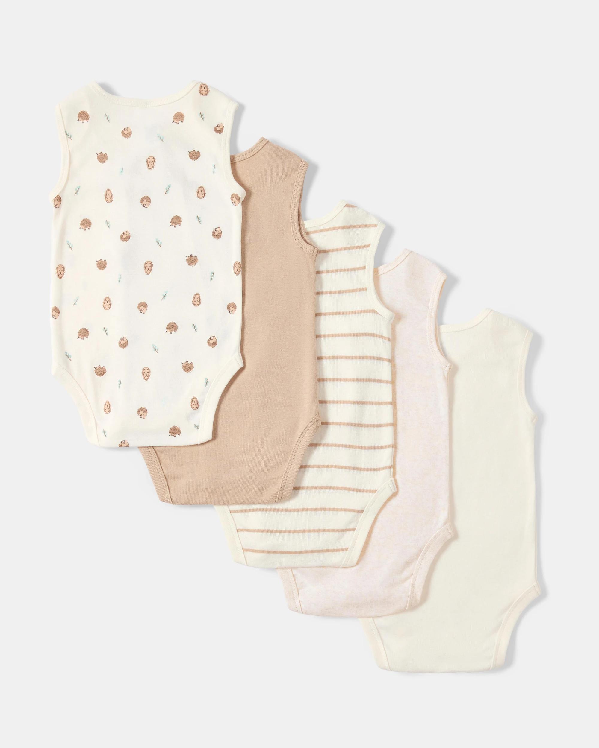 2 5 Pack Sleeveless Bodysuits Bge Ech, 2 of 2