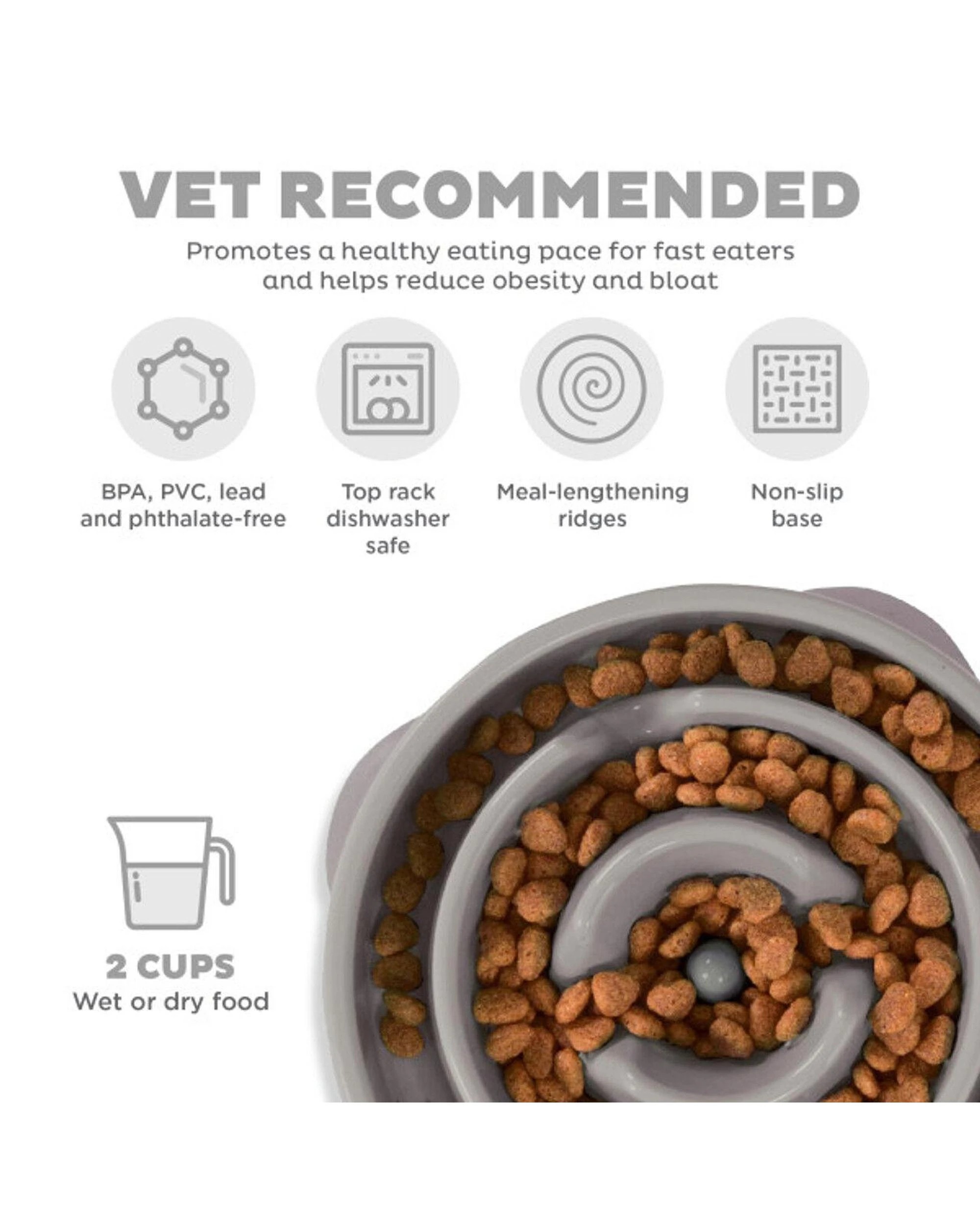 3 Outward Hound Fun Feeder Interactive Slow Bowl Drop for Dogs Grey Medium, 3 of 6