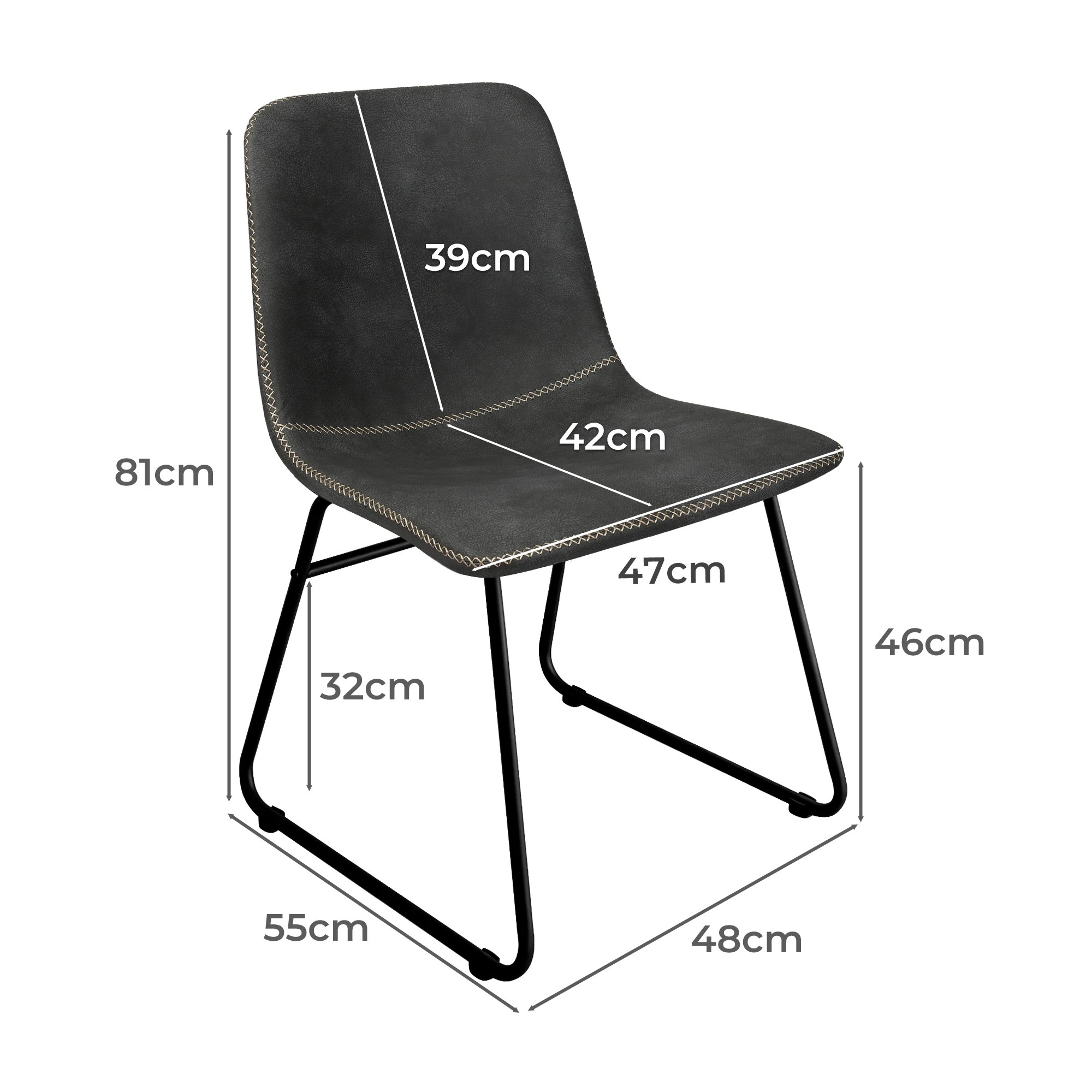 3 Levede 8x Dining Chairs PU Leather - Black - Black, 3 of 8