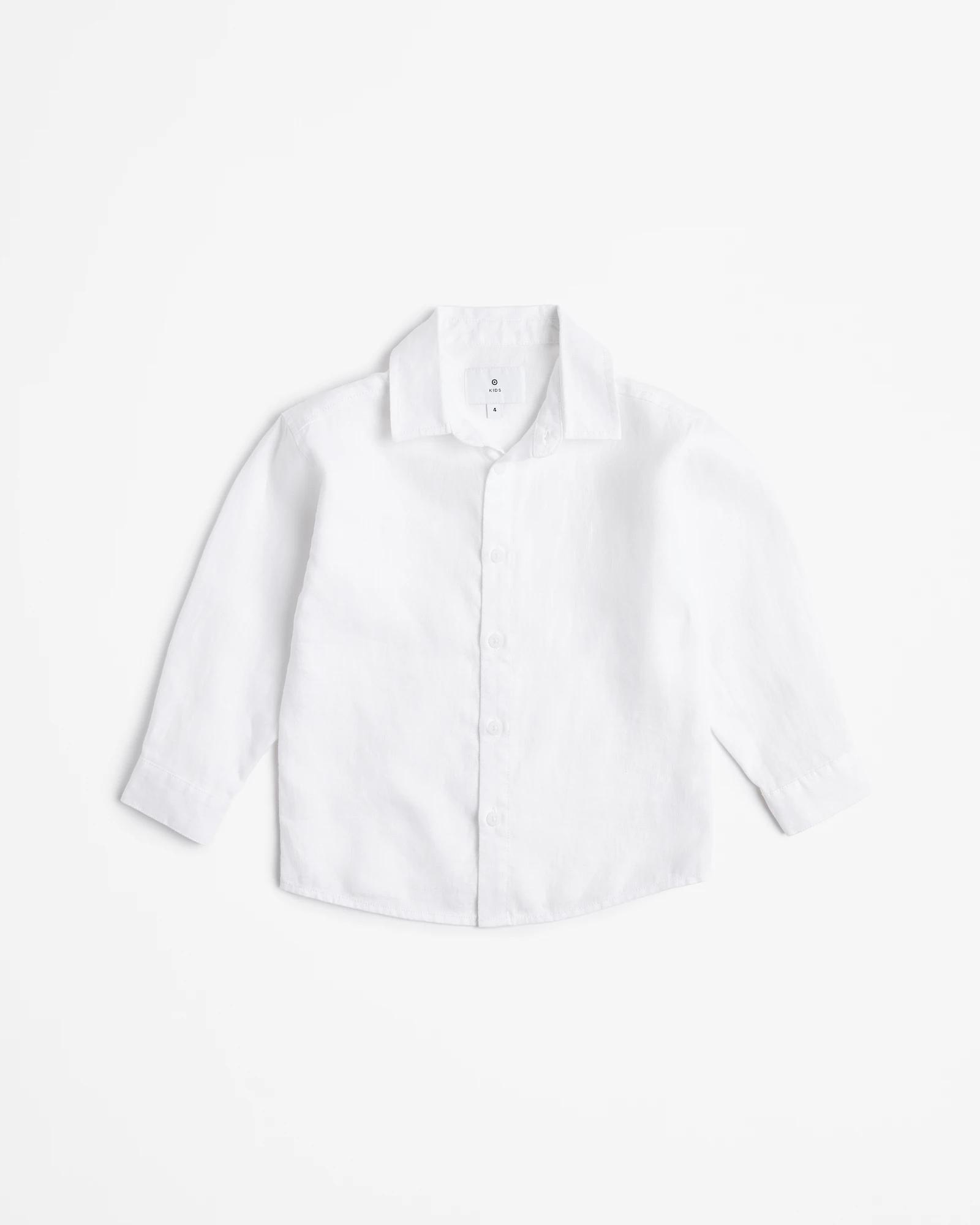 4 Target Kids European Linen Long Sleeve Shirt WHITE, 4 of 7