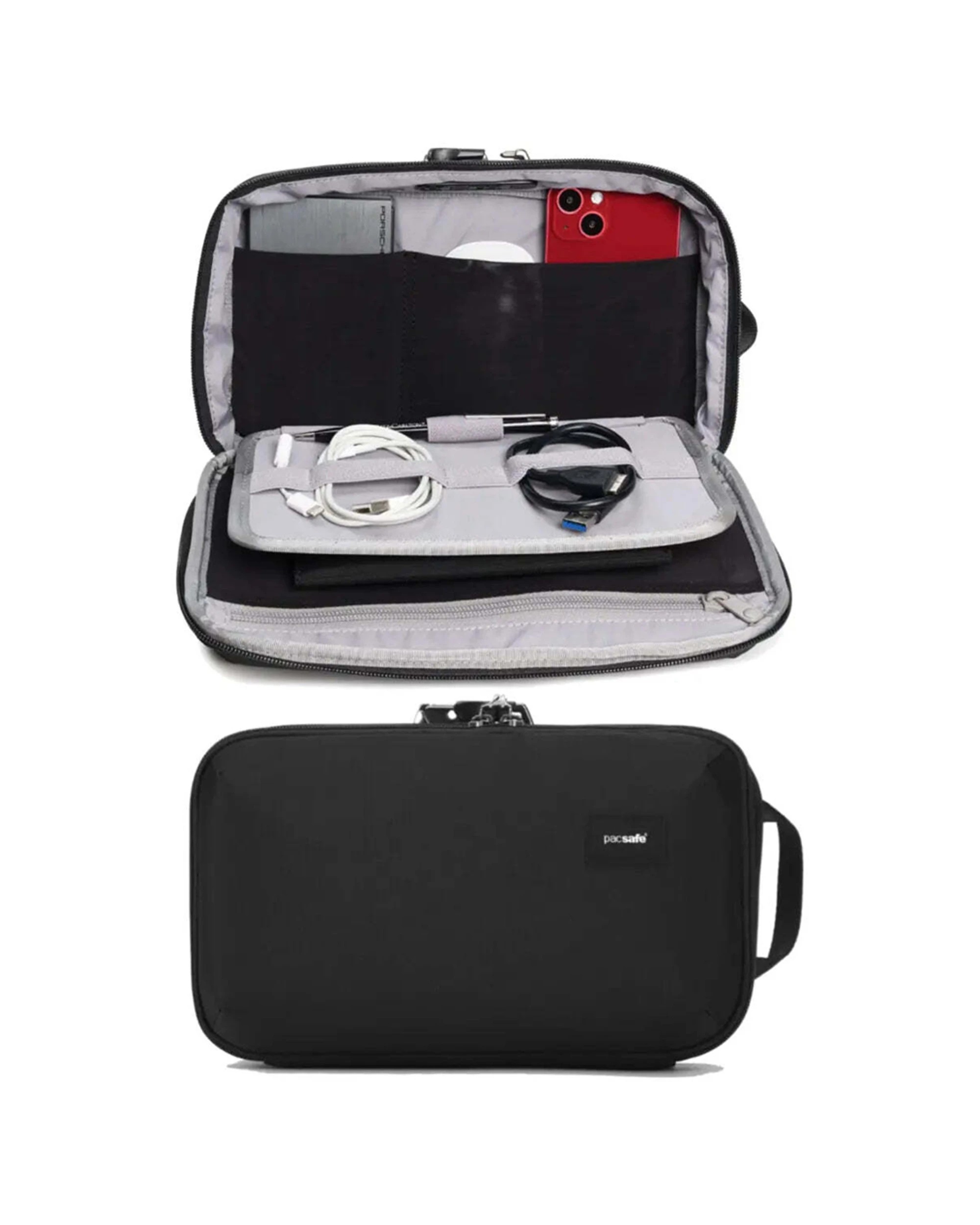 2 Pacsafe RFIDsafe RFID Blocking Gadget Pouch Tech Travel Organiser Bag - Black, 2 of 7