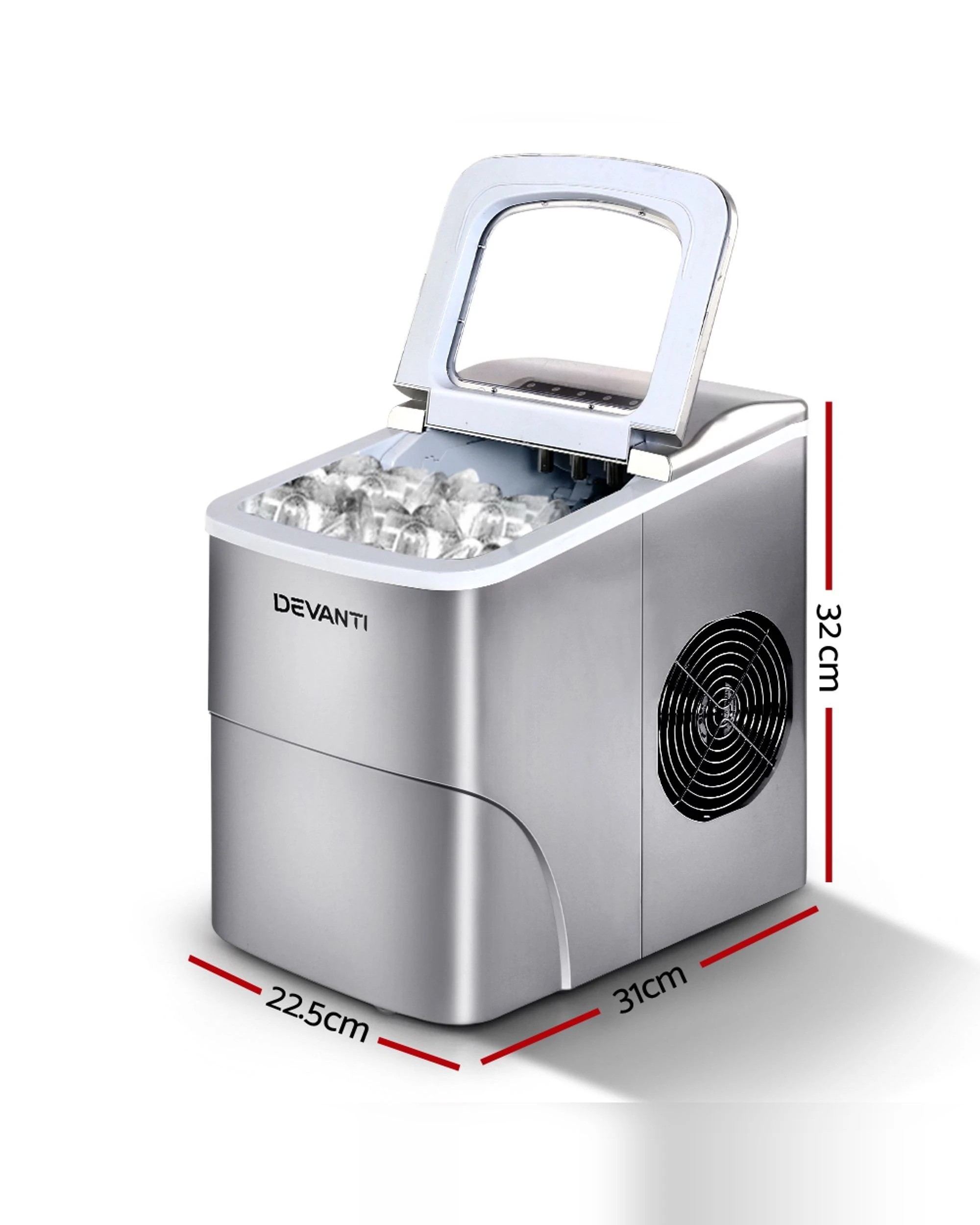 2 Devanti 12kg Ice Maker Machine - Silver, 2 of 8