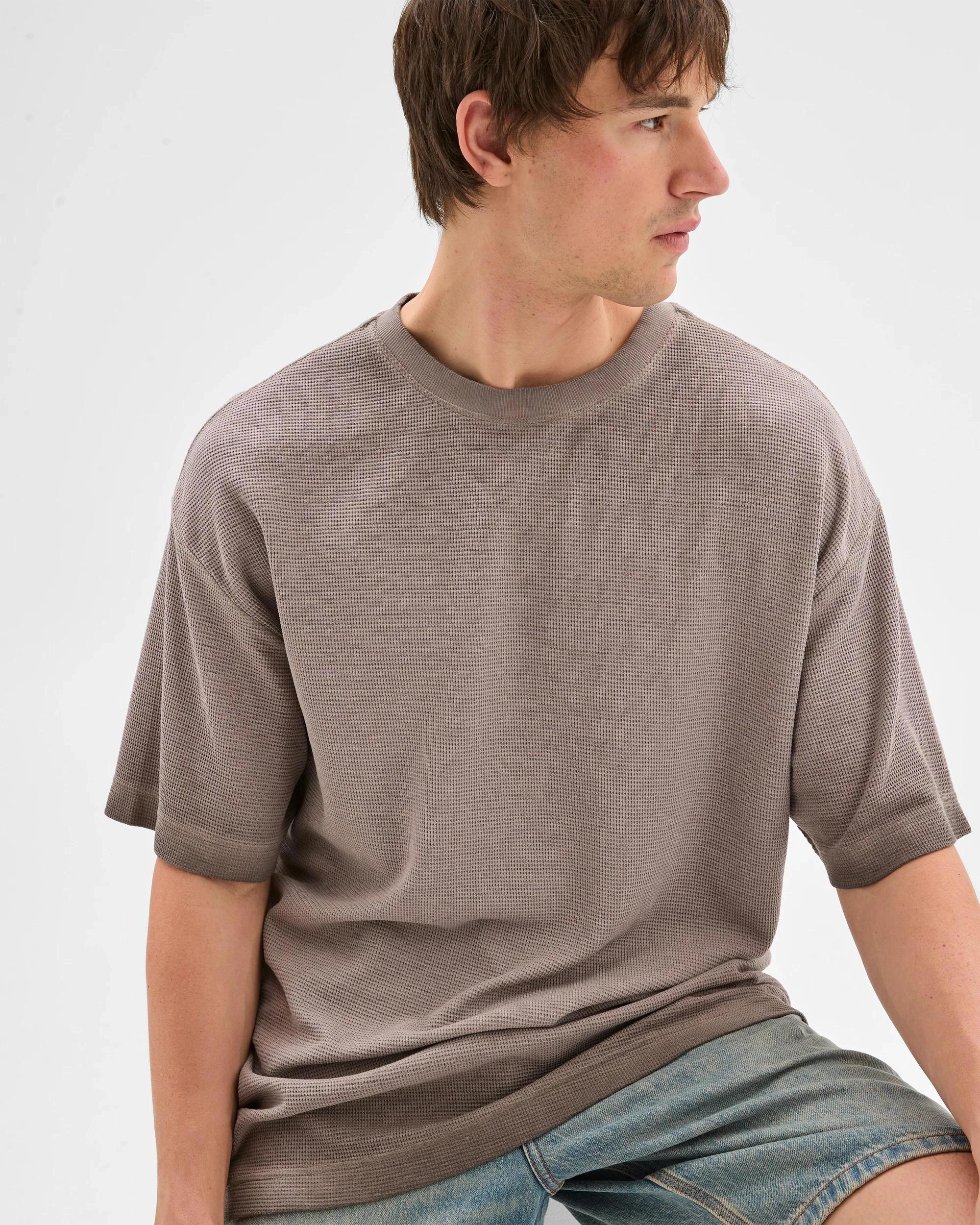 7 Commons Australian Cotton Blend Waffle T-Shirt CHOCOLATE, 7 of 7