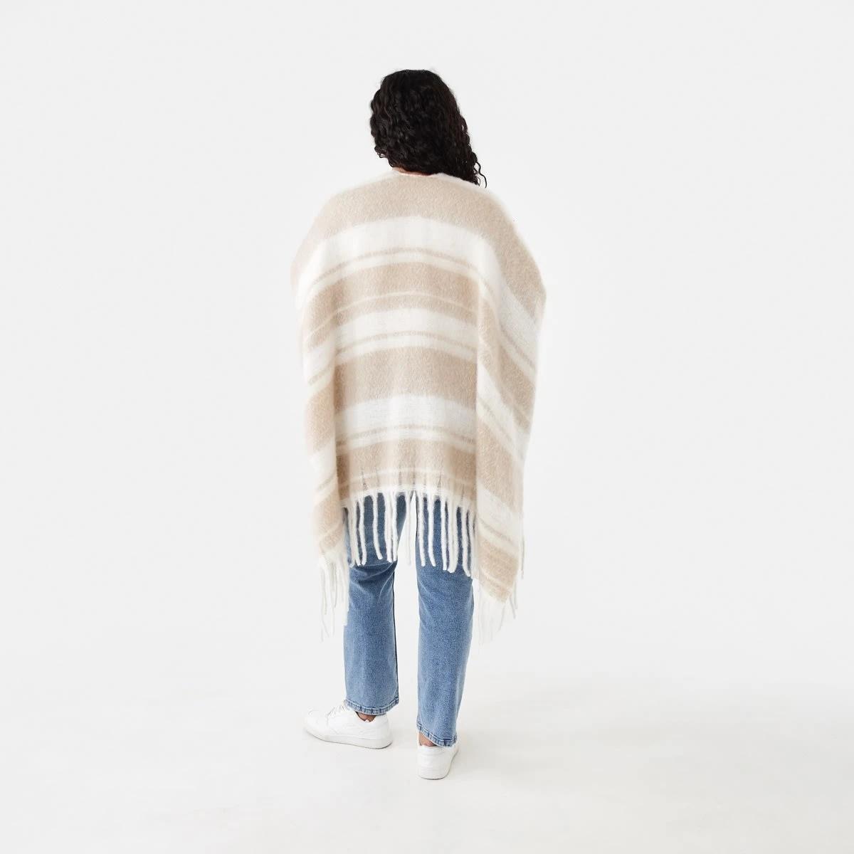 3 Fluffy Wrap Scarf Bge Stripe, 3 of 6