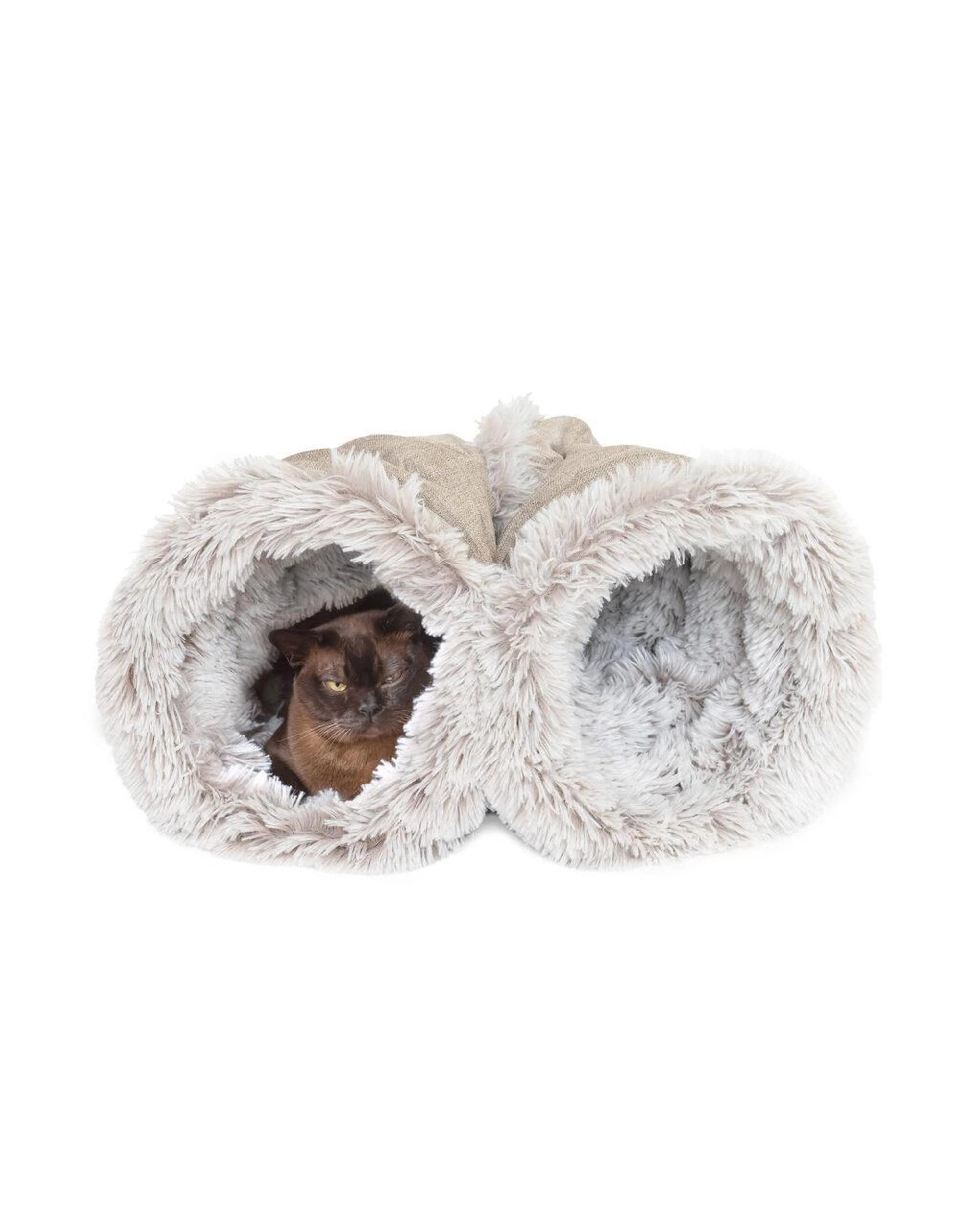 3 Superior Pet Collapsible Cat Tunnel with Crinkly Inner Lining Aspen Faux Fur - White, 3 of 6