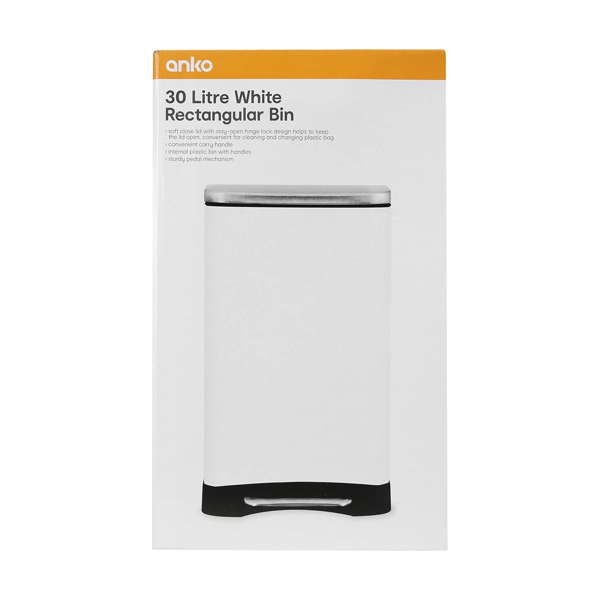 3 30L White Rectangular Bin, 3 of 3