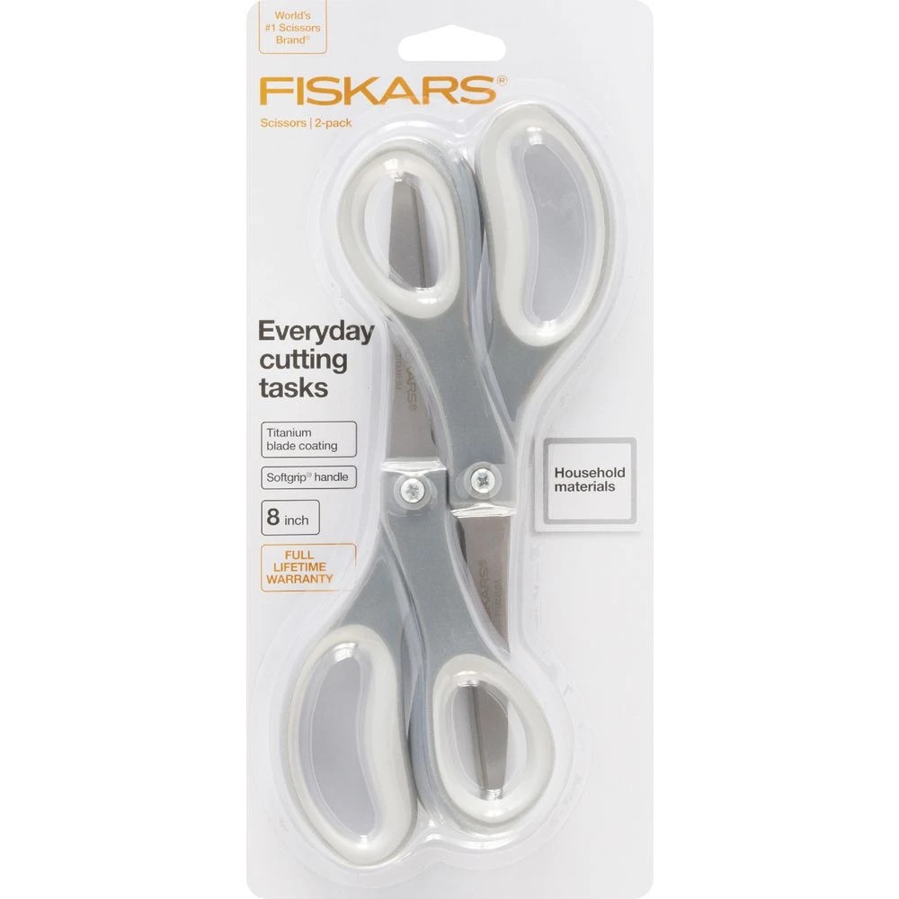 2 Fiskars Soft Grip Titanium Scissors 8"/20cm 2 Pack, 2 of 3