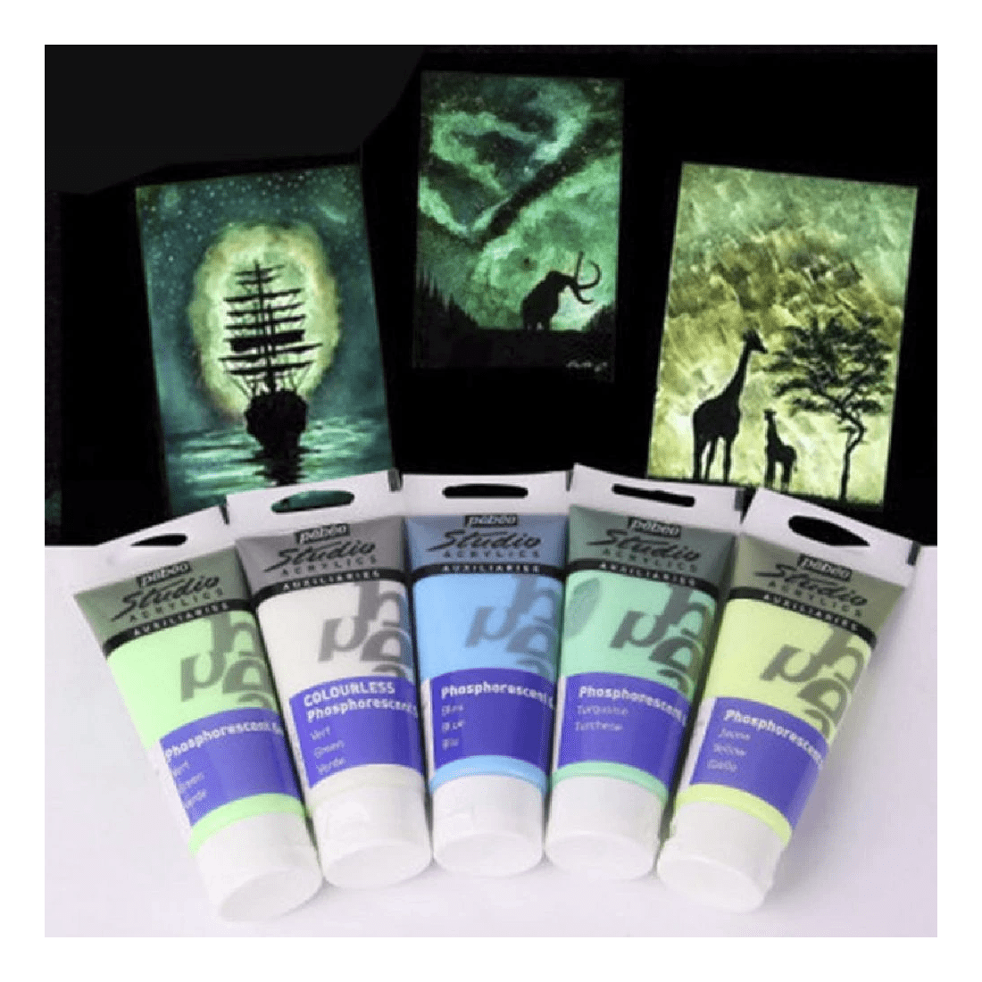 2 Pebeo Studio Acrylics Phosphorescent Gel 100mL Clear, 2 of 2