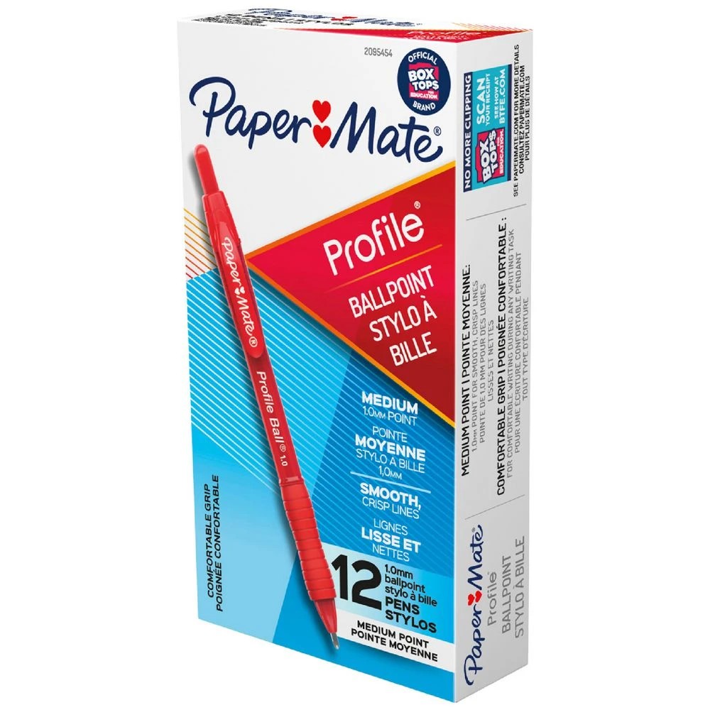 1 Paper Mate Profile Ballpoint Pen 1mm Red 12 Pack, 1 of 4