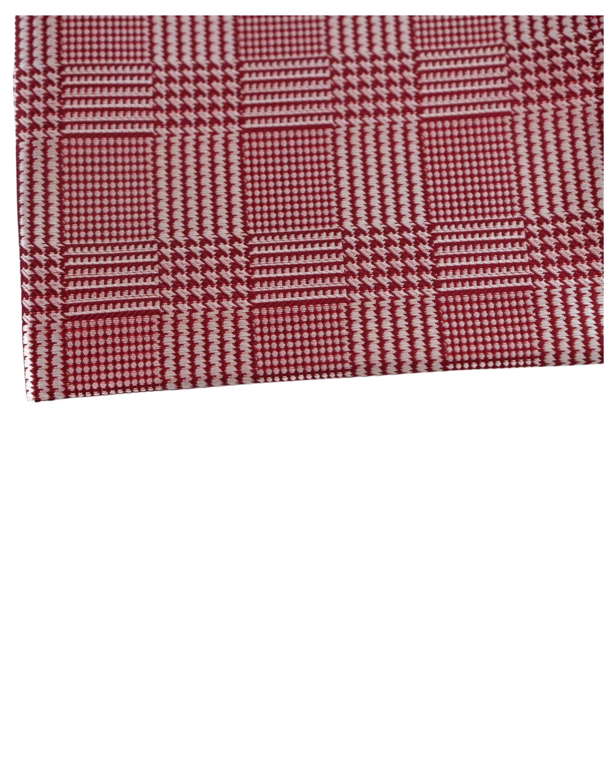 2 Zasel Mens Red & Silver Checkered Silk Pocket Square - Multi, 2 of 3