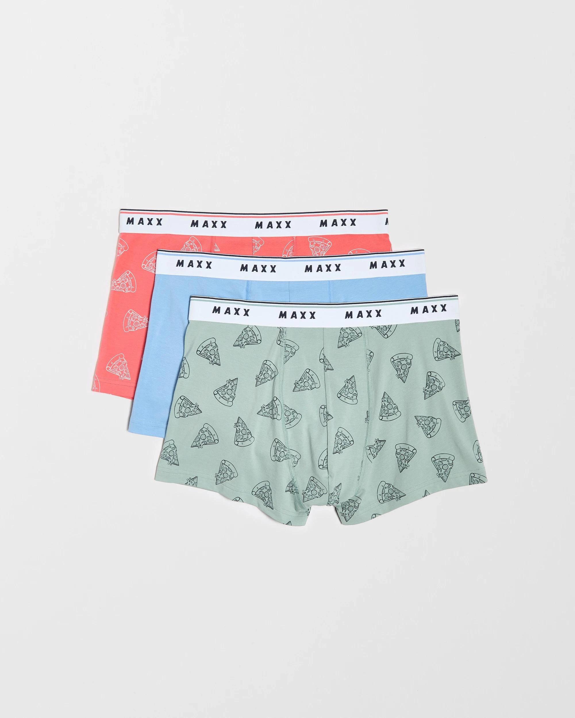 1 Australian Cotton Blend Mens Hipster Trunk 3 Pack - Maxx PIZZA MULTI, 1 of 4