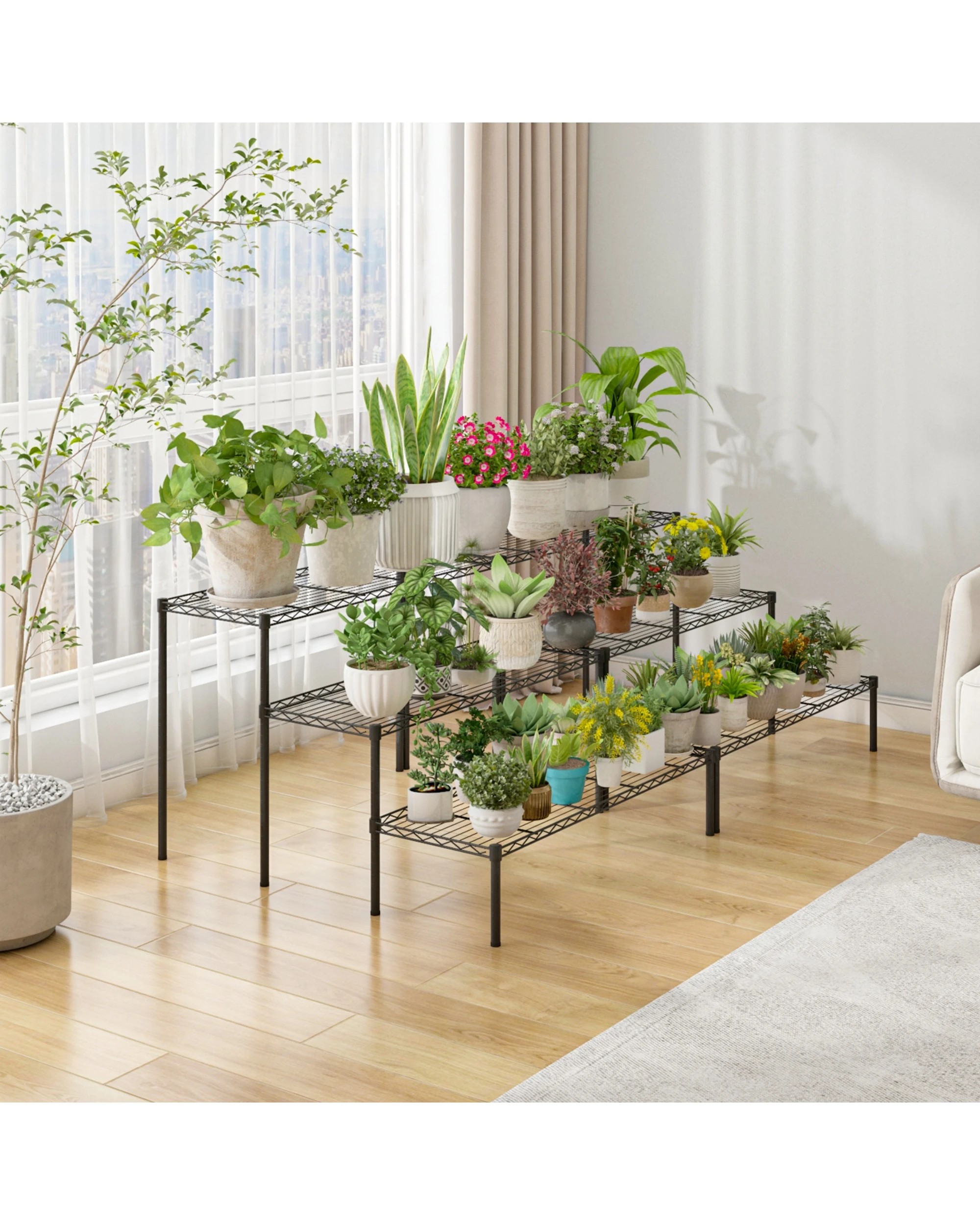 2 Advwin Plant Stand 3-Tier 2 Pack Outdoor Indoor Flower Pot Stands, 2 of 8