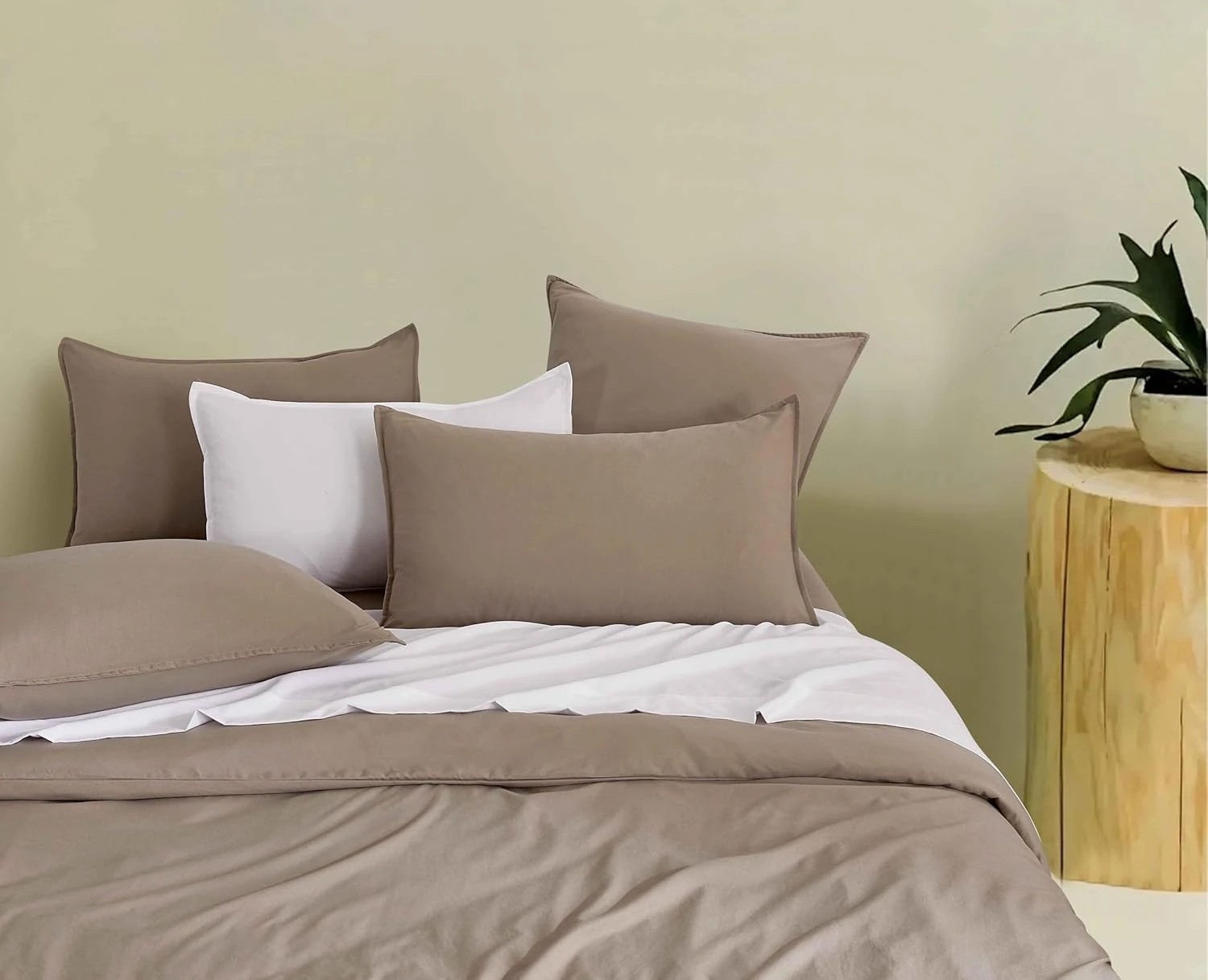 2 CleverPolly 2-Pack Vintage Washed Microfibre Standard Pillowcases - Truffle, 2 of 5