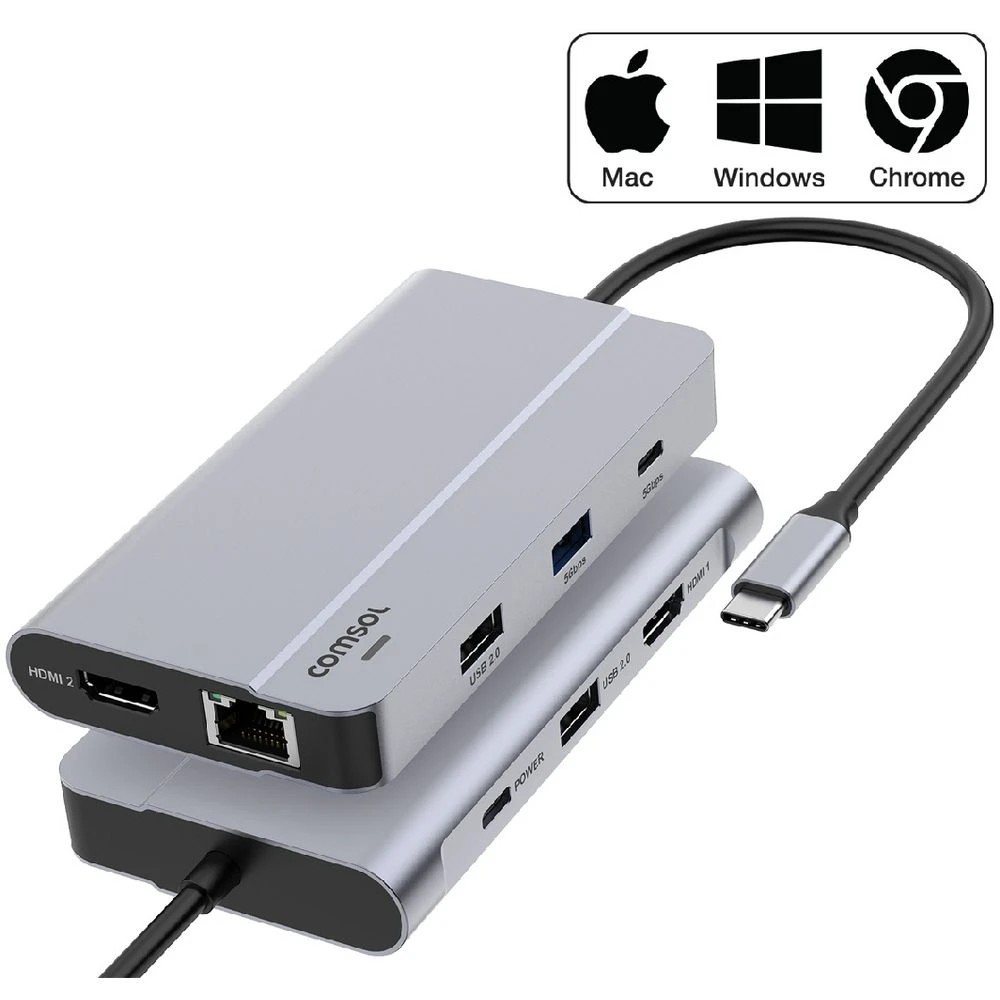1 Comsol Dual Monitor USB-C 9 Port Docking Station, 1 of 7