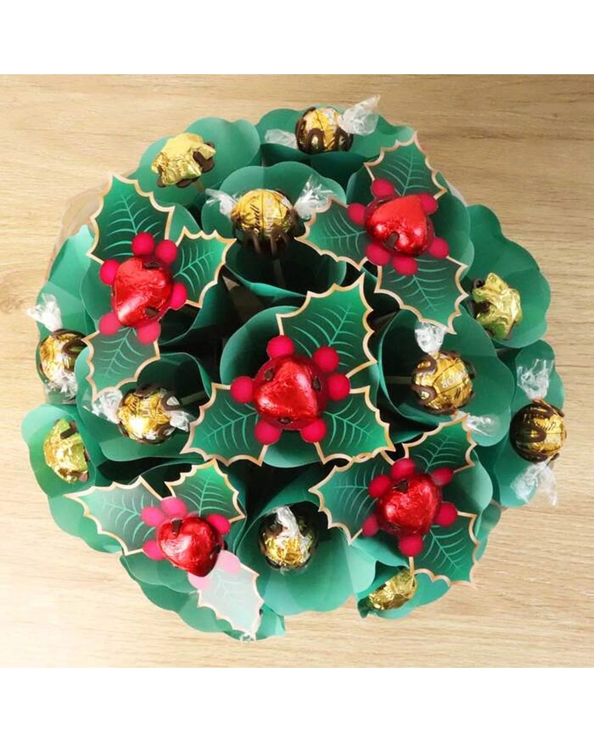 3 Edible Blooms Holly Bouquet Christmas Festive Chocolate Gift Medium for Holiday Gifting - Multi, 3 of 3