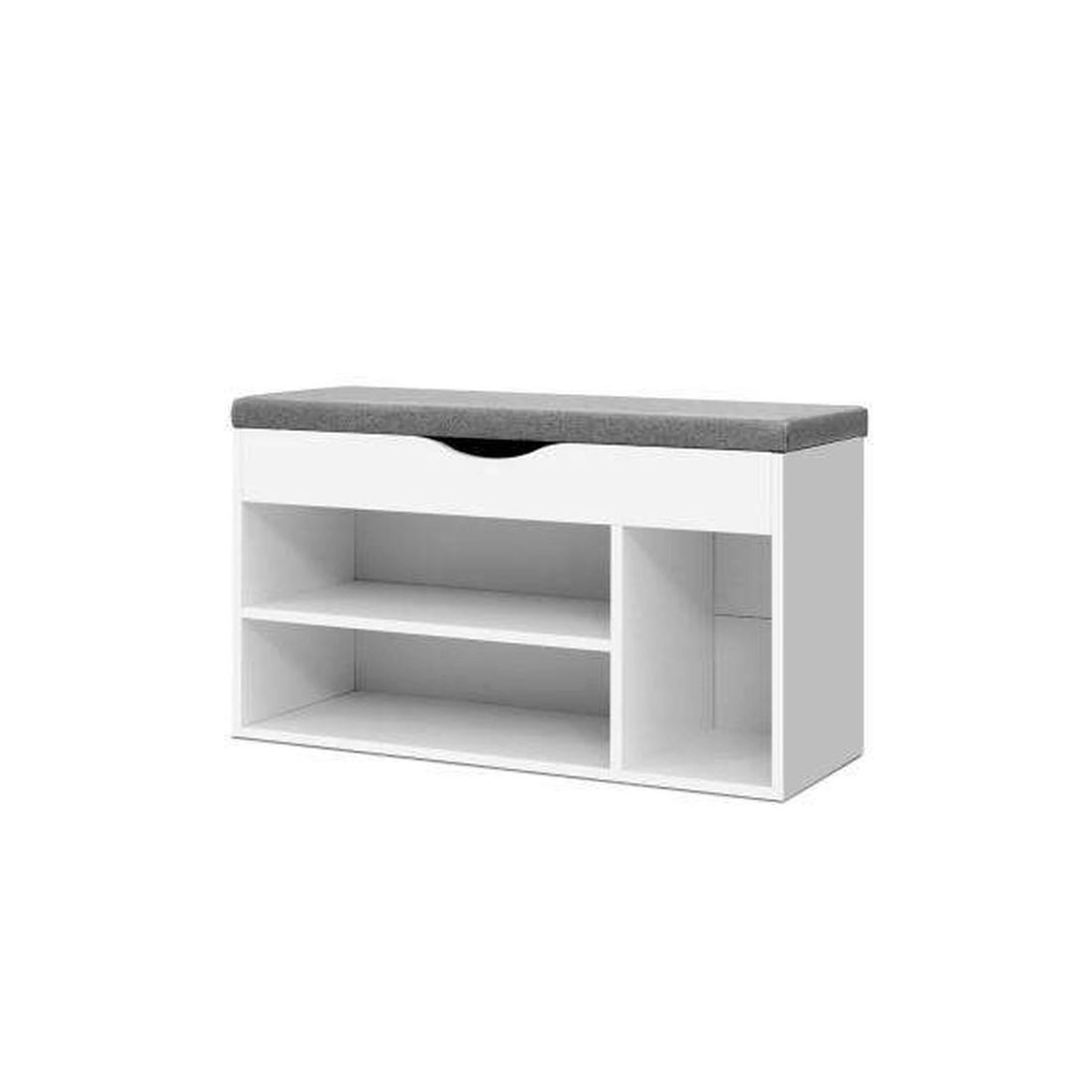 1 Artiss Shoe Cabinet Bench — White, Stores up to 9 Pairs, 4cm Cushioned Seat, 15mm Particle Board - White, 1 of 7