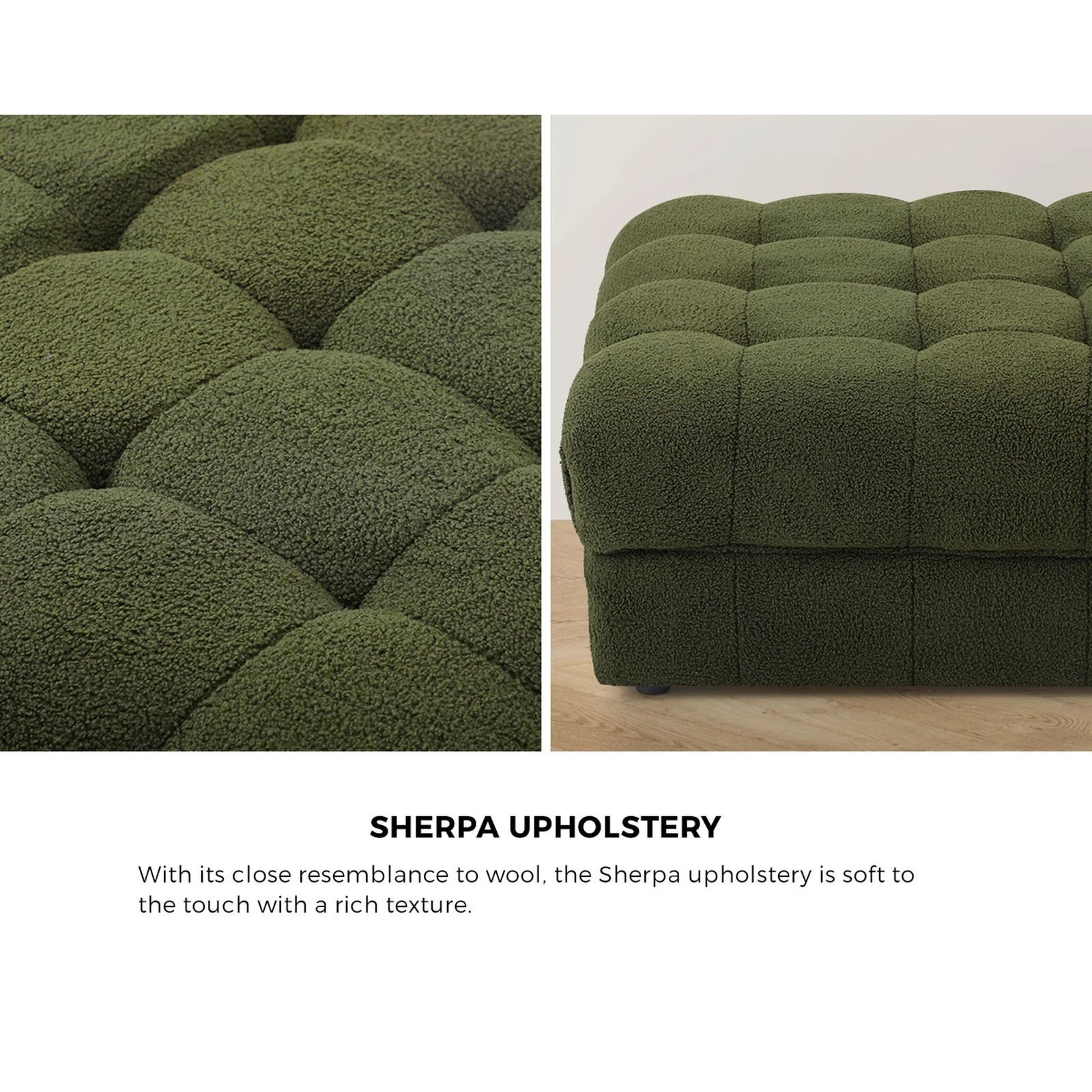 5 Oikiture 1 Seater Boucle Modular Ottoman Lounge Chair Armless Tofu
 - Green, 5 of 10
