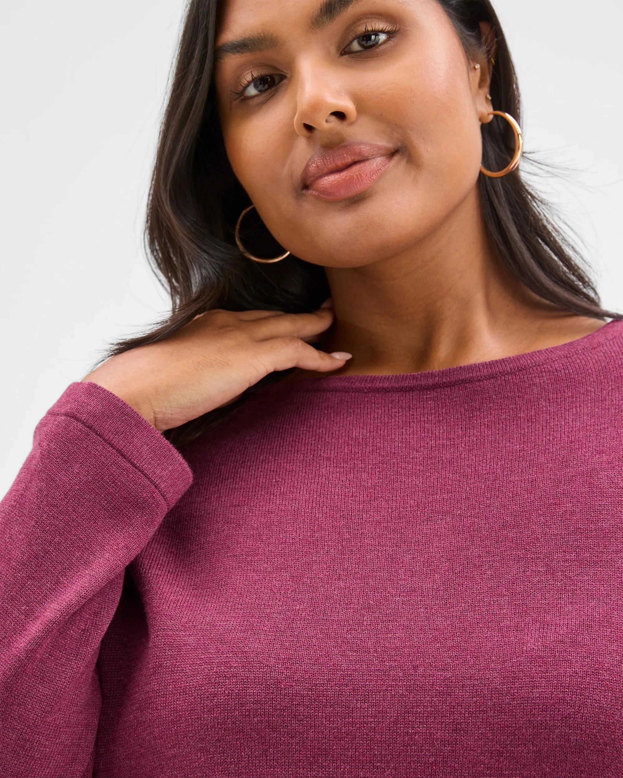 5 Target Curve Plus Size Long Sleeve Curve Hem Rib Jumper CRUSHED VIOLET MARLE, 5 of 6