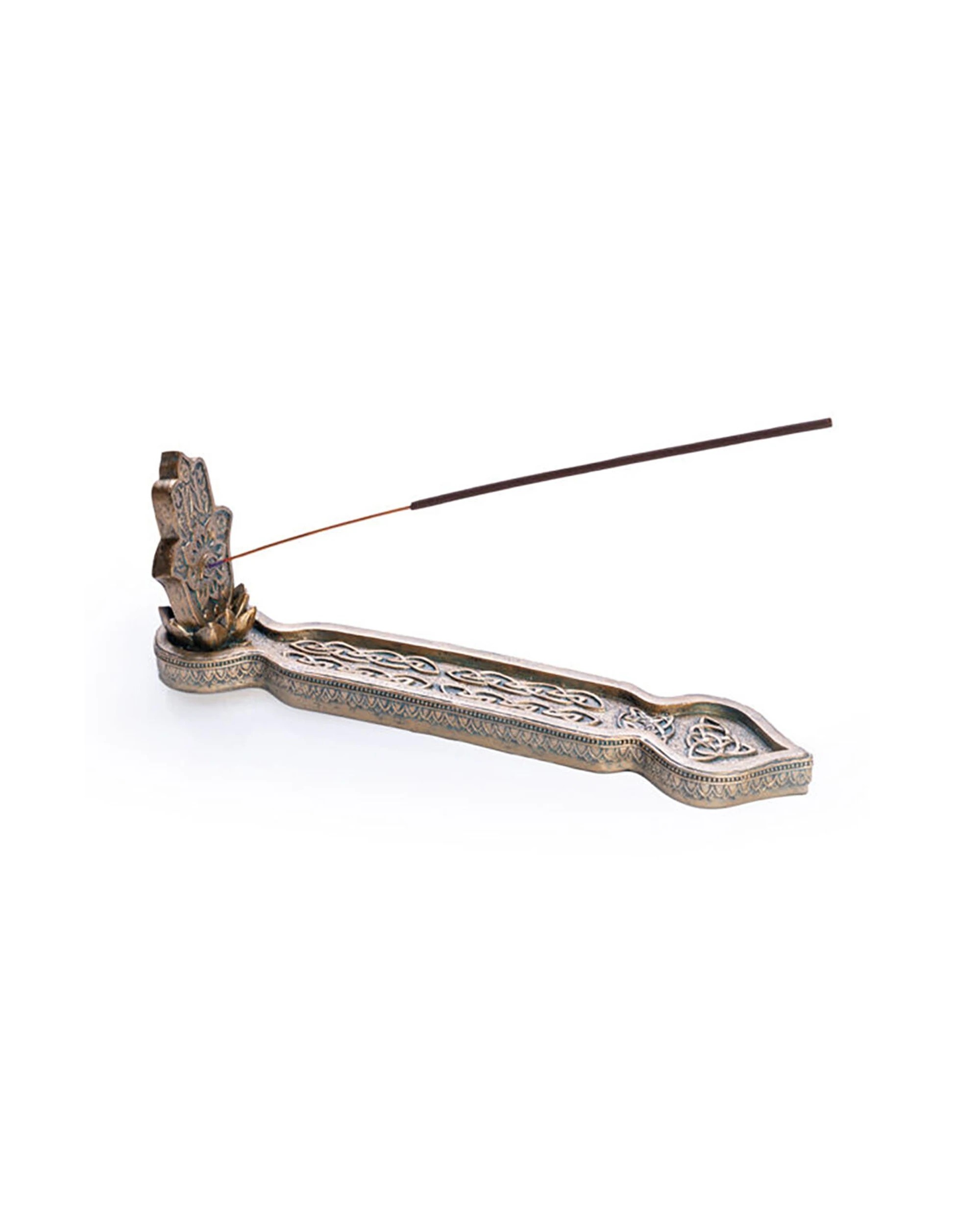 2 MDI Flat Incense Burner & Stick Holder Hamsa 28x8.6cm - Gold, 2 of 3