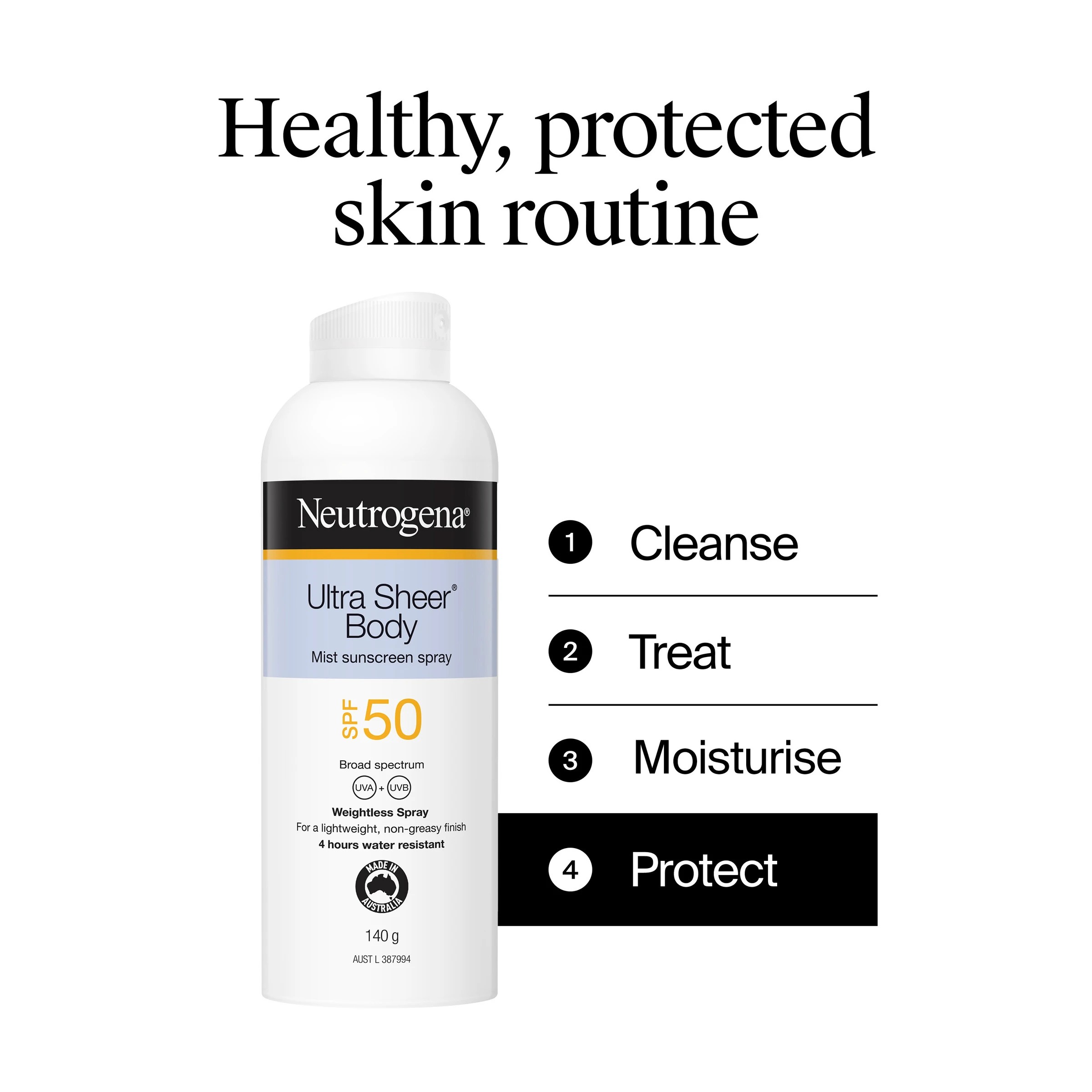 2 Neutrogena Ultra Sheer Body SPF 50 Mist Sunscreen Spray 140g, 2 of 5