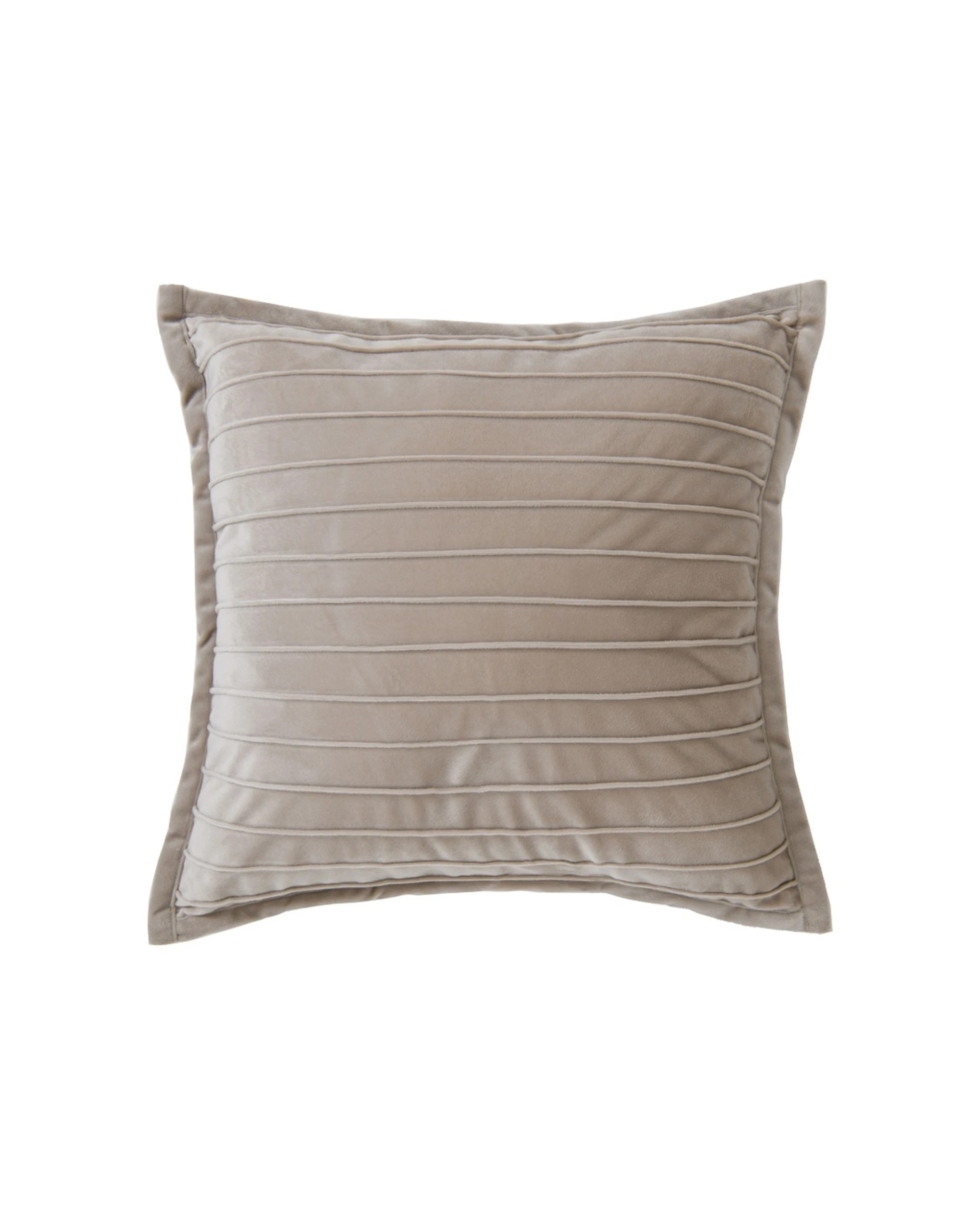 1 Bianca Saphira Square Velvet Decor Cushion Polyester Ribbed - Beige, 1 of 1