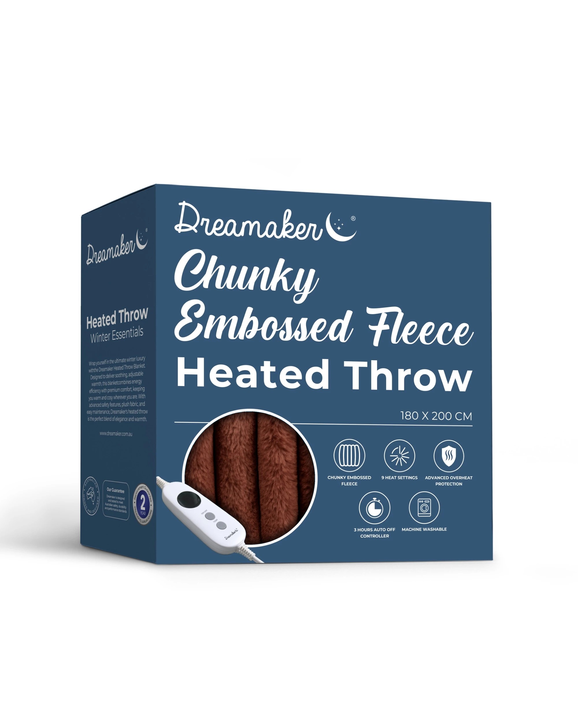 10 Dreamaker Cirra Chunky Embossed Fleece Heated Throw 180x200cm - Rust, 10 of 10