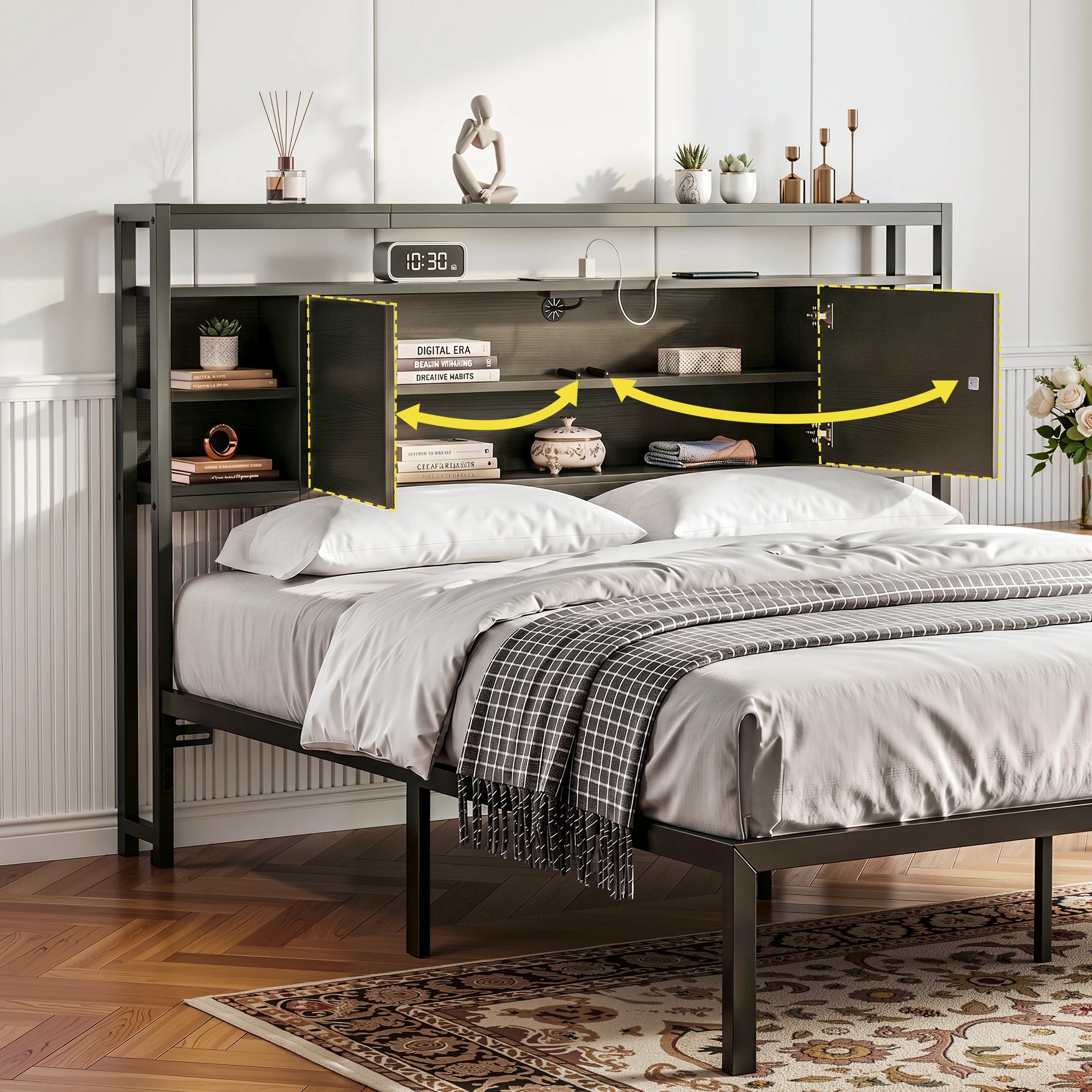 9 Artiss Bed Headboard Queen Storage Bedhead Charging Station - Black, 9 of 9