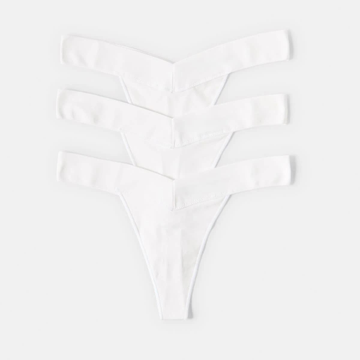 1 3 Pack V-Front Seamfree G-string Briefs WHITE PACK, 1 of 5